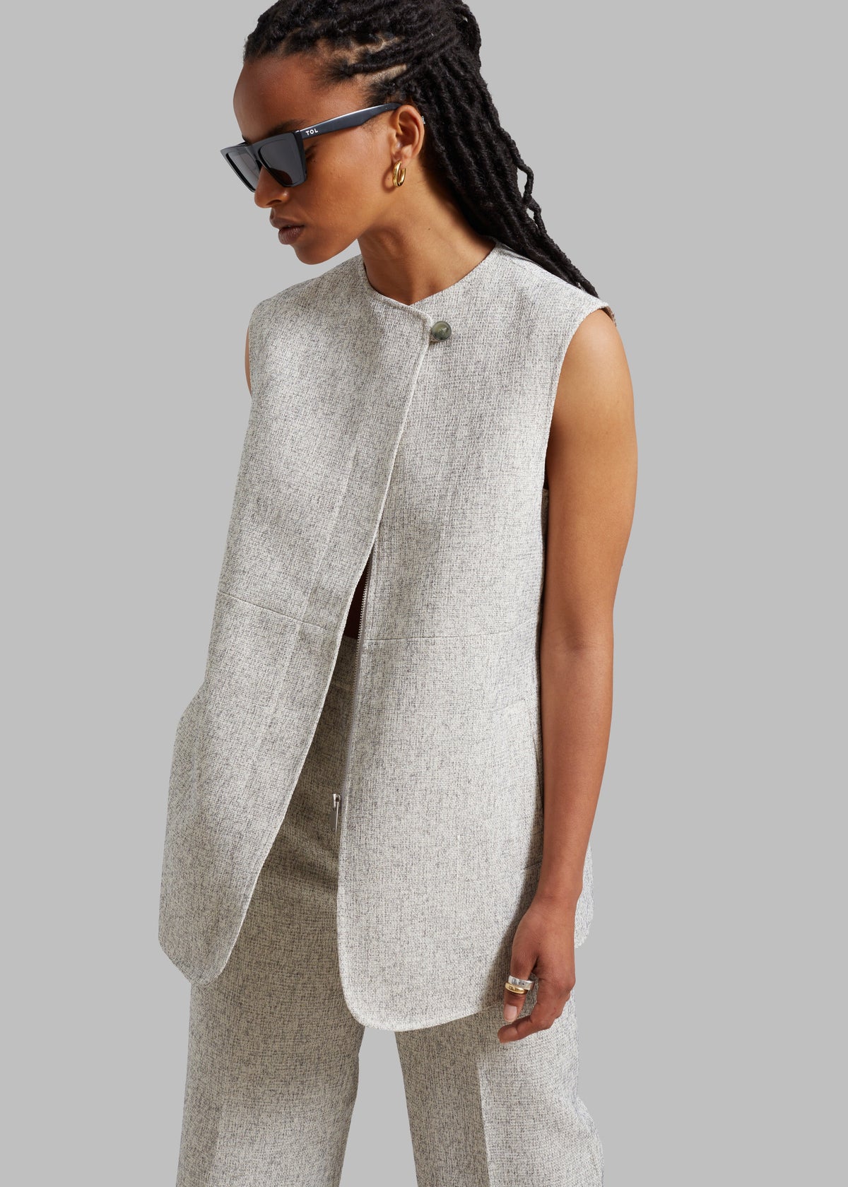 Nevaeh Tweed Vest - Beige - 3