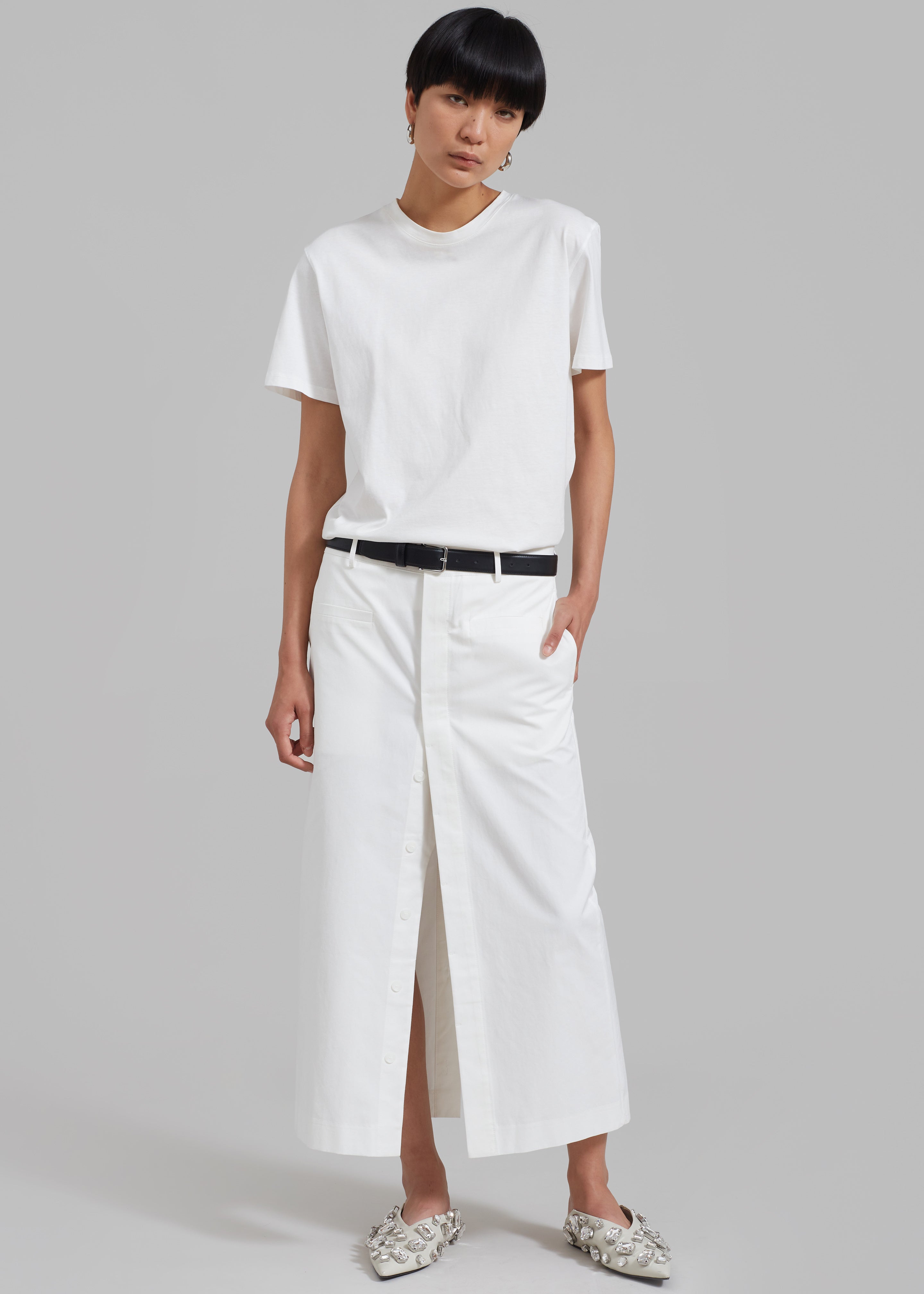 Norah Slit Midi Skirt - White – Frankie Shop Europe