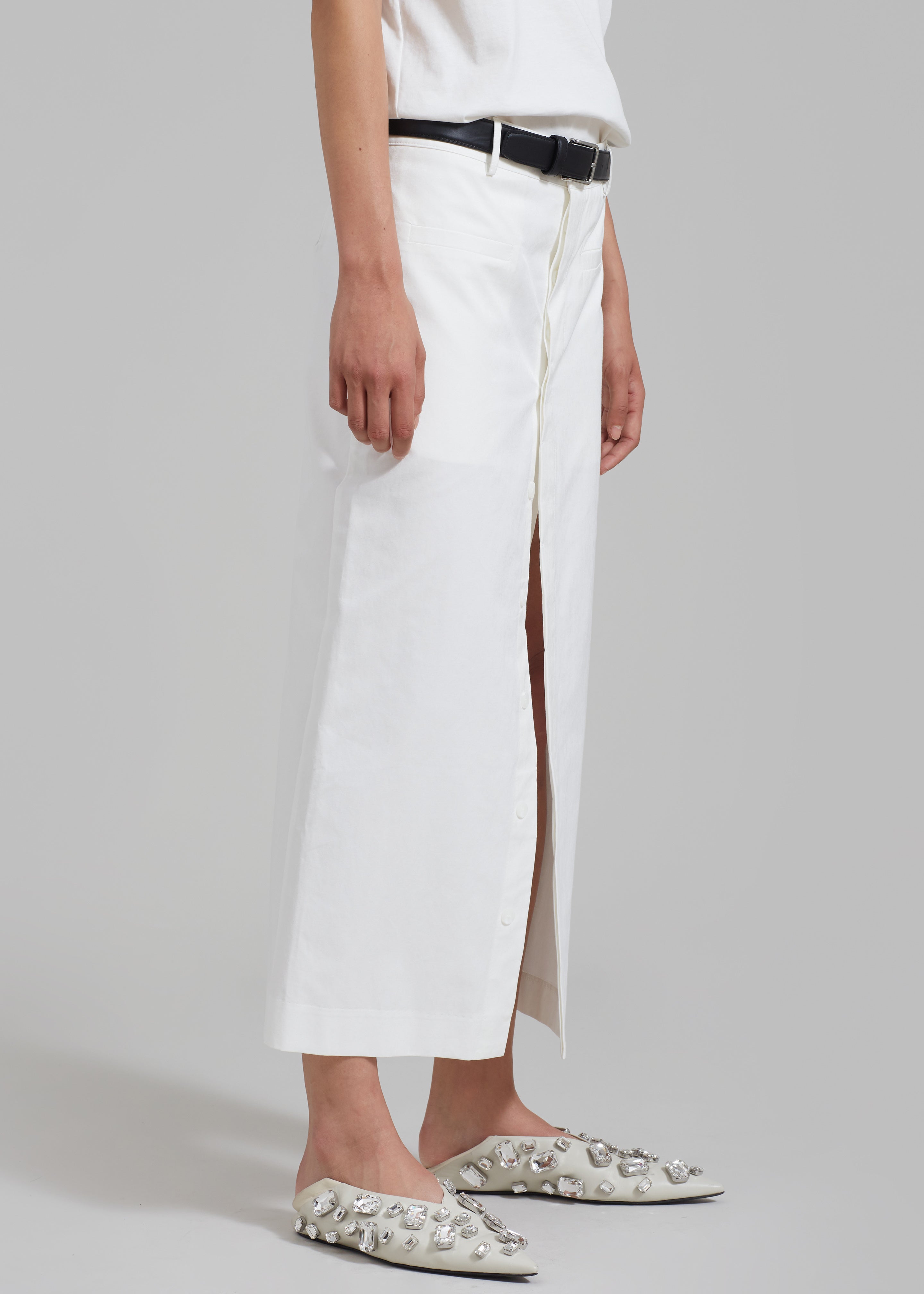 Norah Slit Midi Skirt - White - 6
