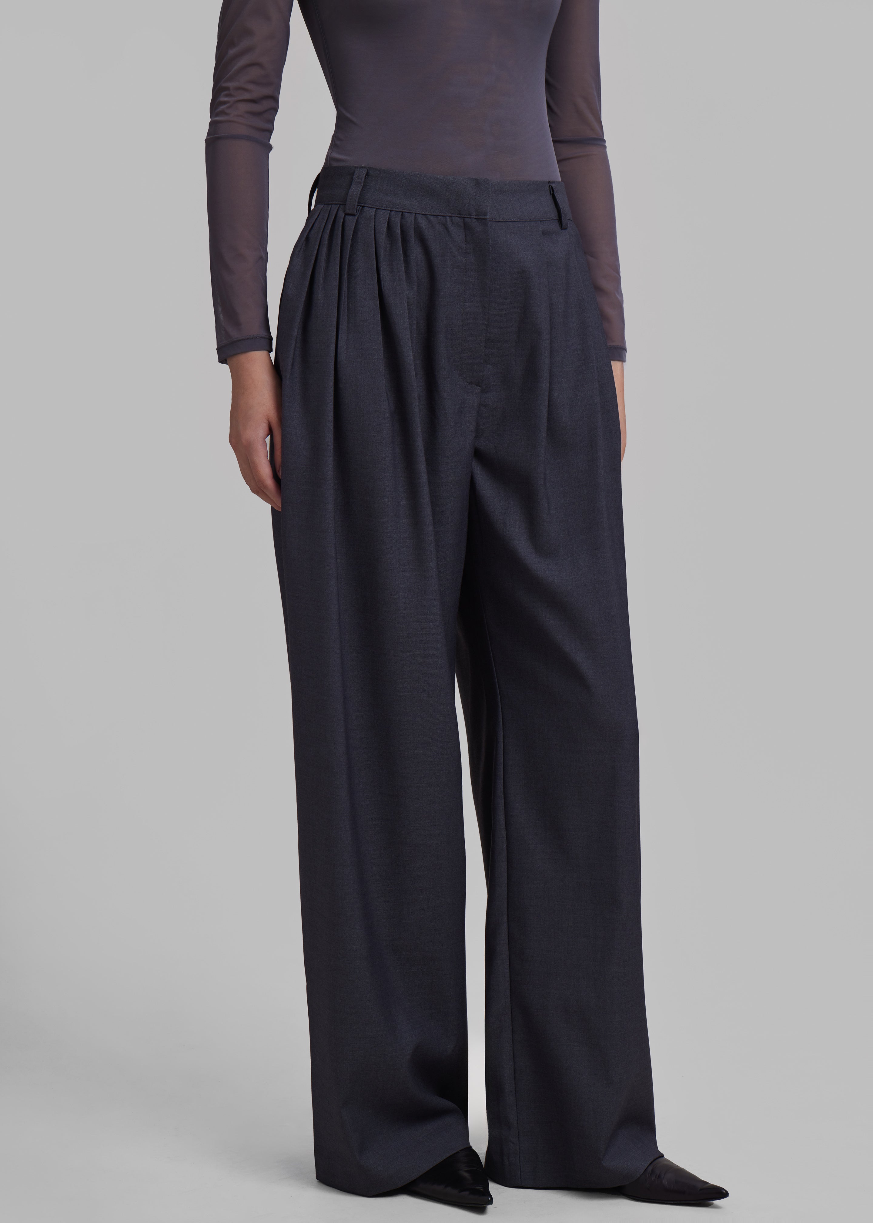 Nyla Pleated Pants - Charcoal - 11