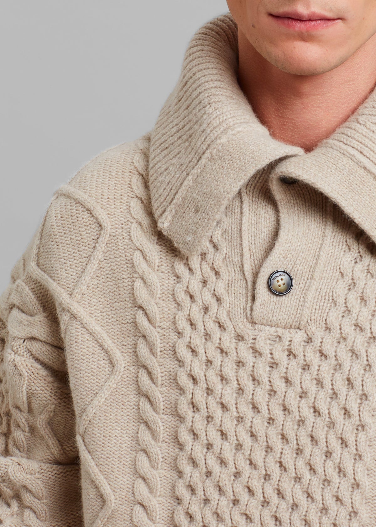 Nanushka Batu Cable Knit Cashmere Jumper - Clay - 4