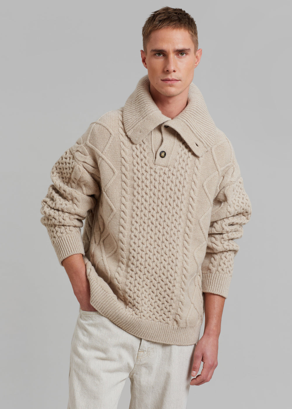 Nanushka Batu Cable Knit Cashmere Jumper - Clay