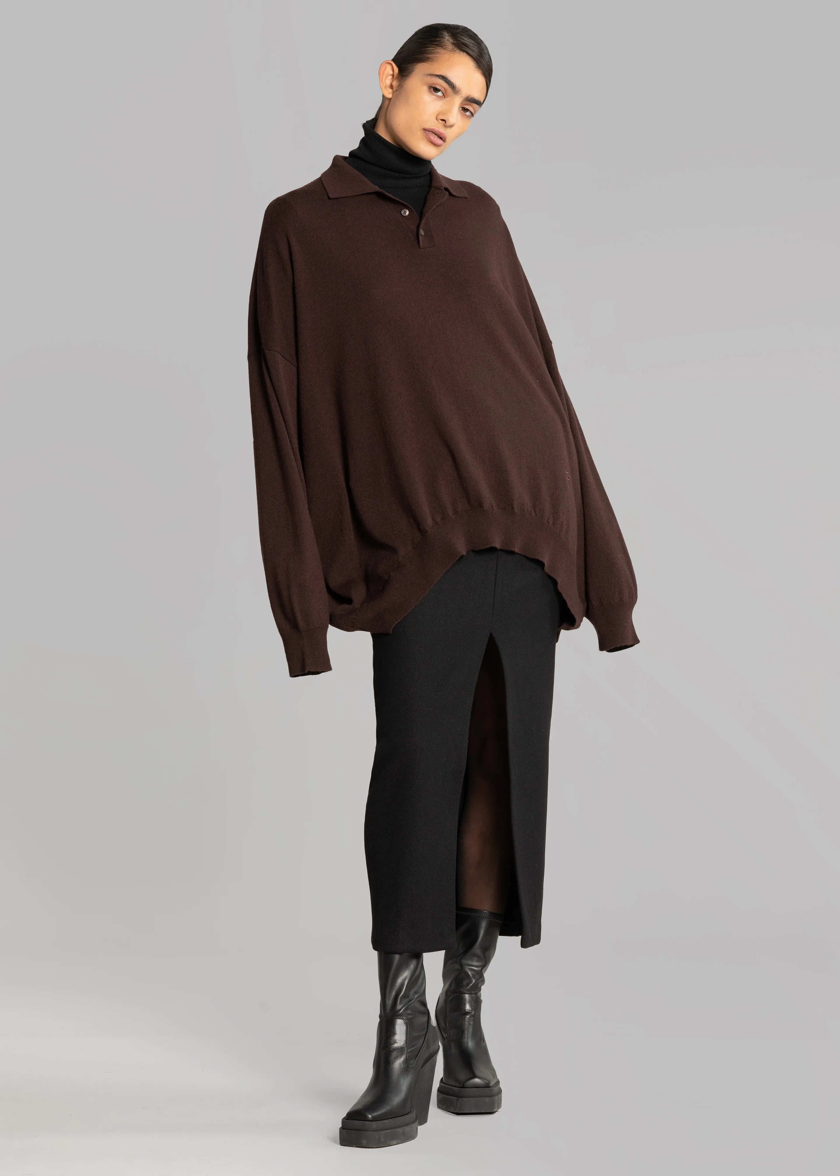 Neasi Wool-Blend Pencil Skirt - Black - 4