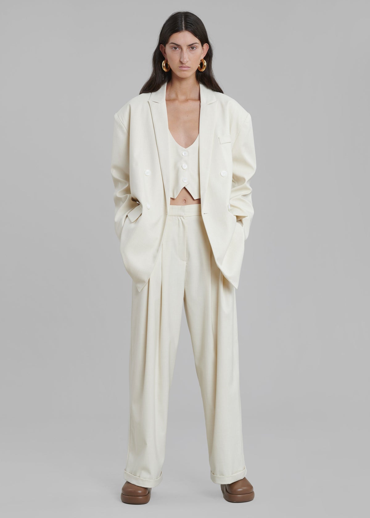 Nemi Wide Cuff Pants - Cream - 8