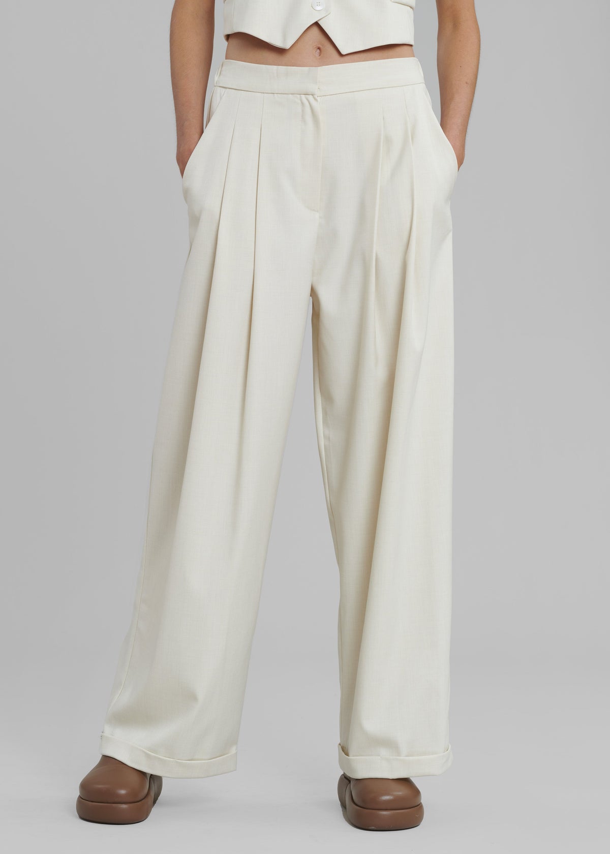 Nemi Wide Cuff Pants - Cream - 4