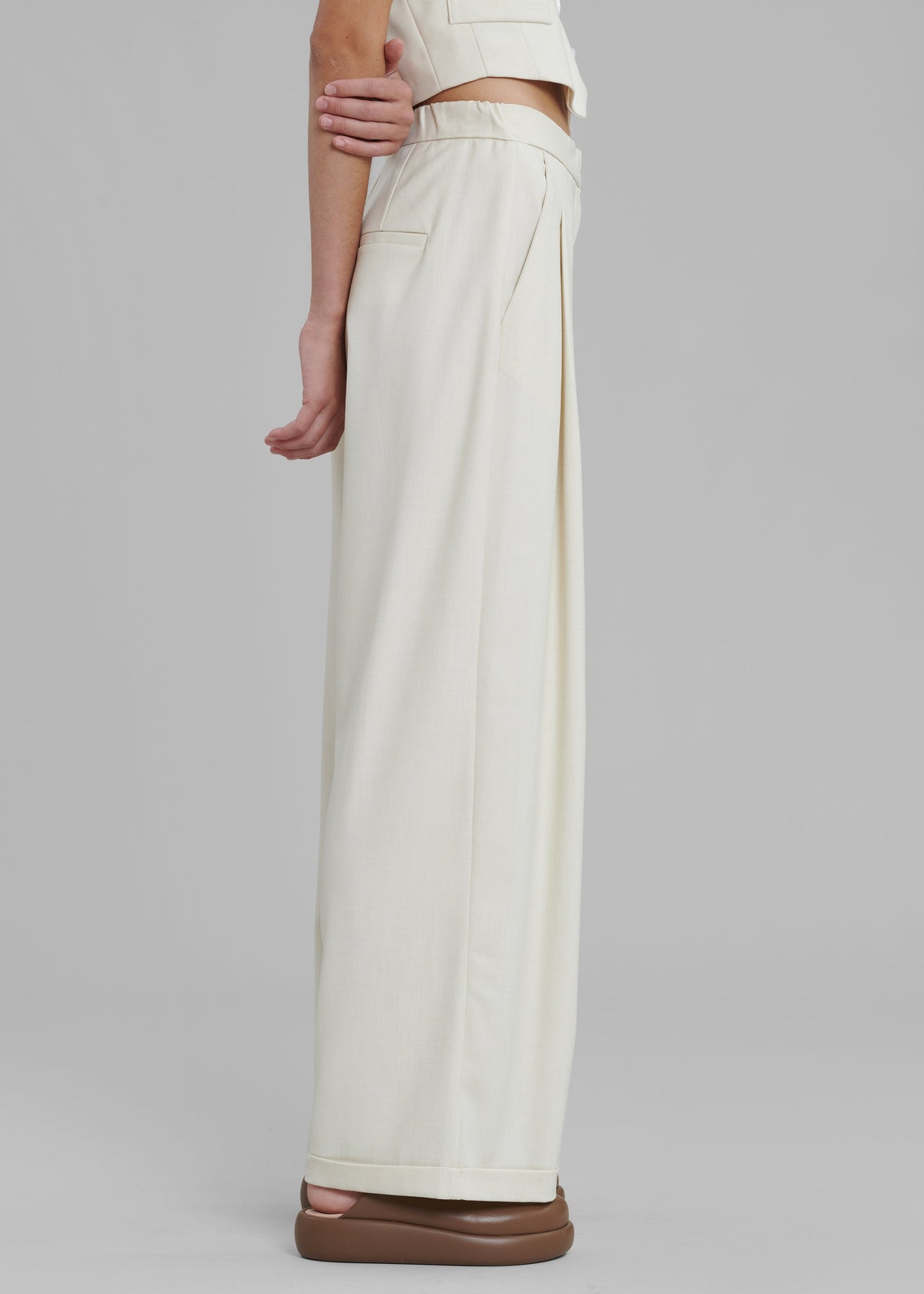 Nemi Wide Cuff Pants - Cream - 2