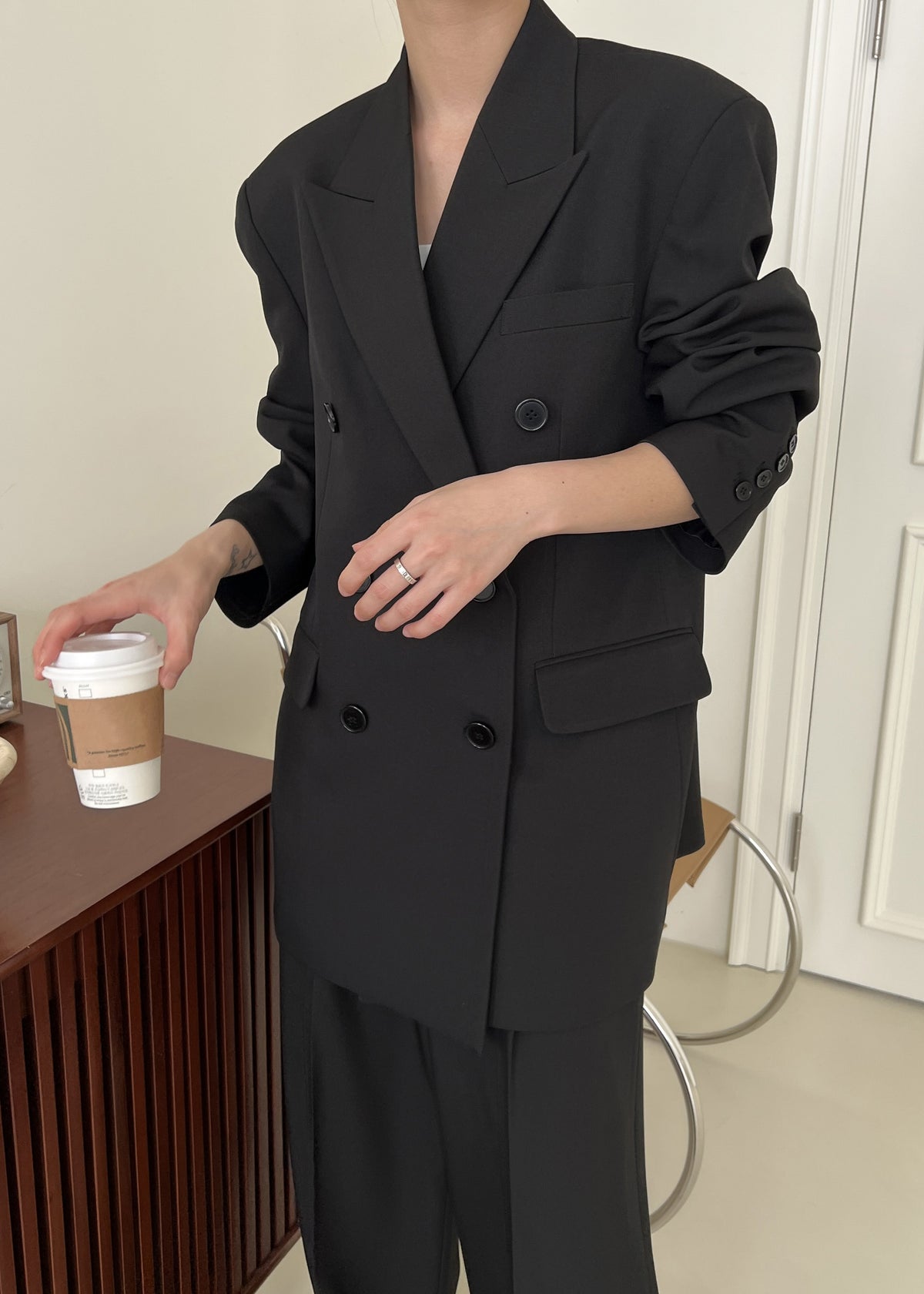 Nessi Double Breasted Blazer - Black - 6