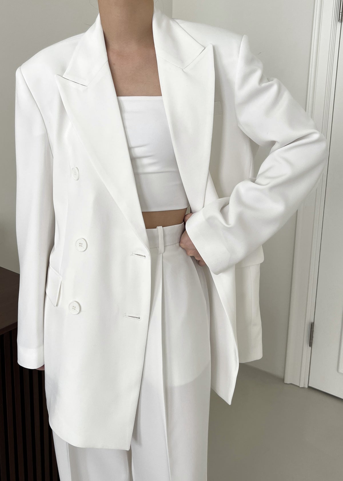 Nessi Double Breasted Blazer - White - 2