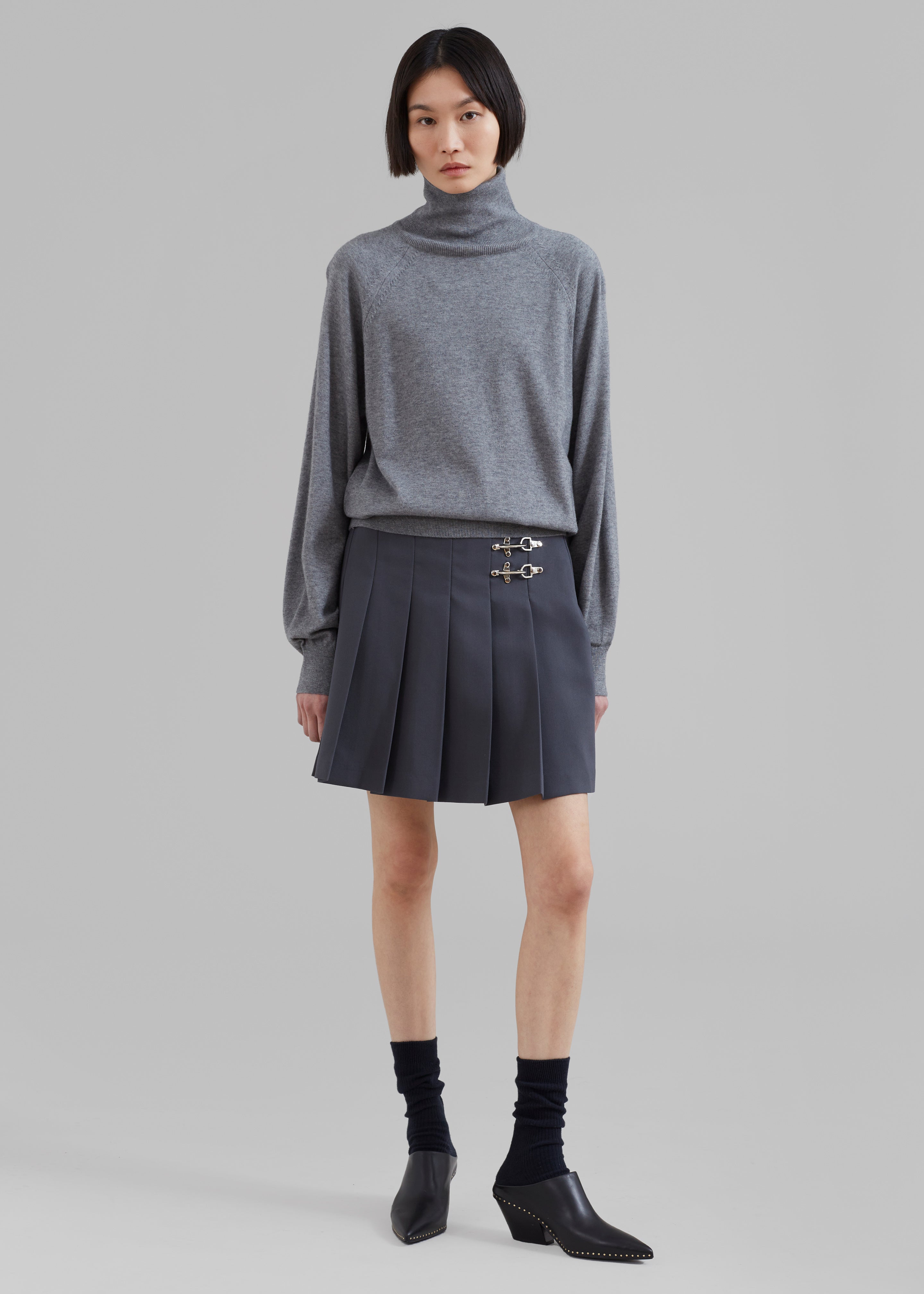 Nyra Pleated Skirt - Charcoal - 5