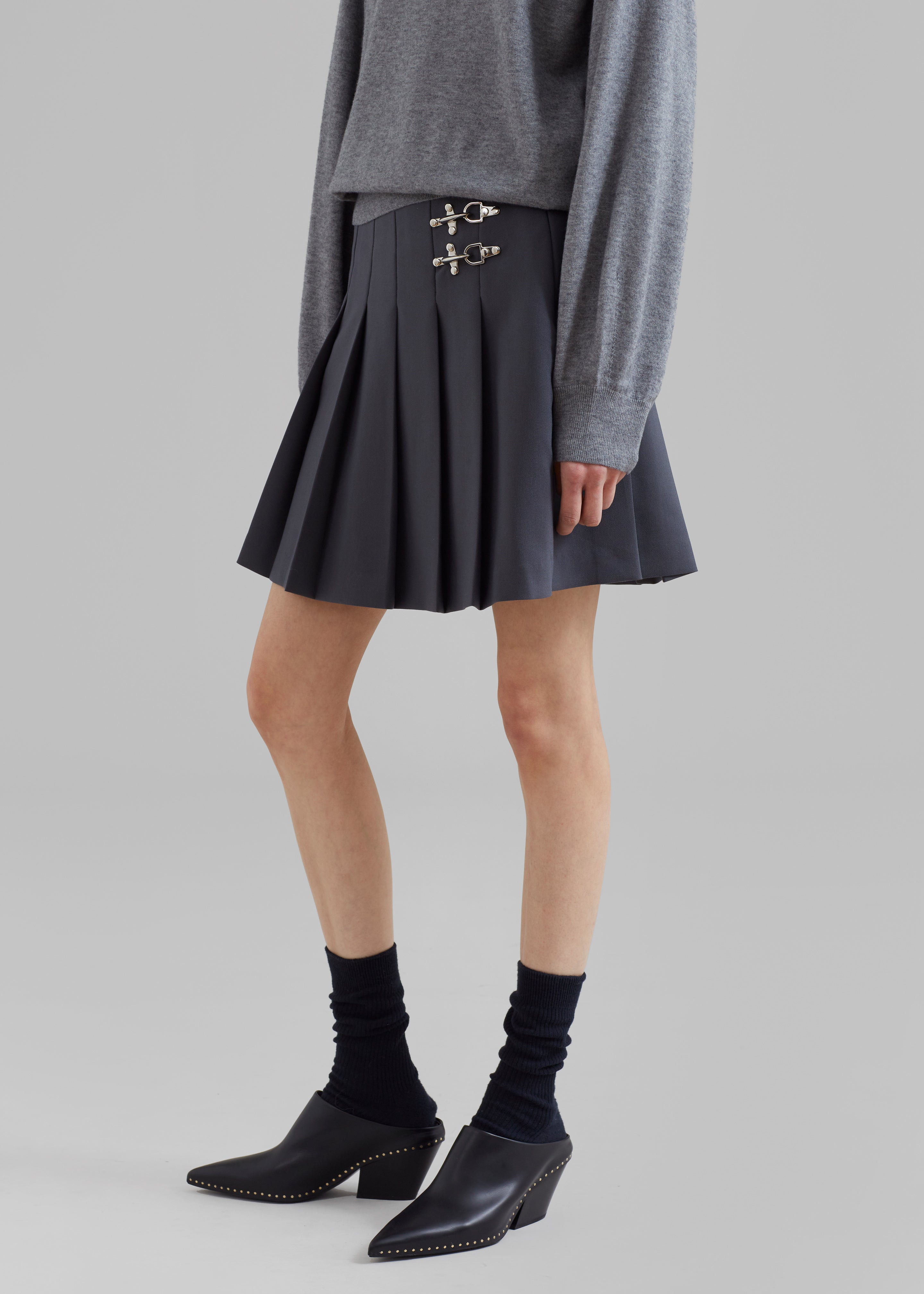 Nyra Pleated Skirt - Charcoal - 4
