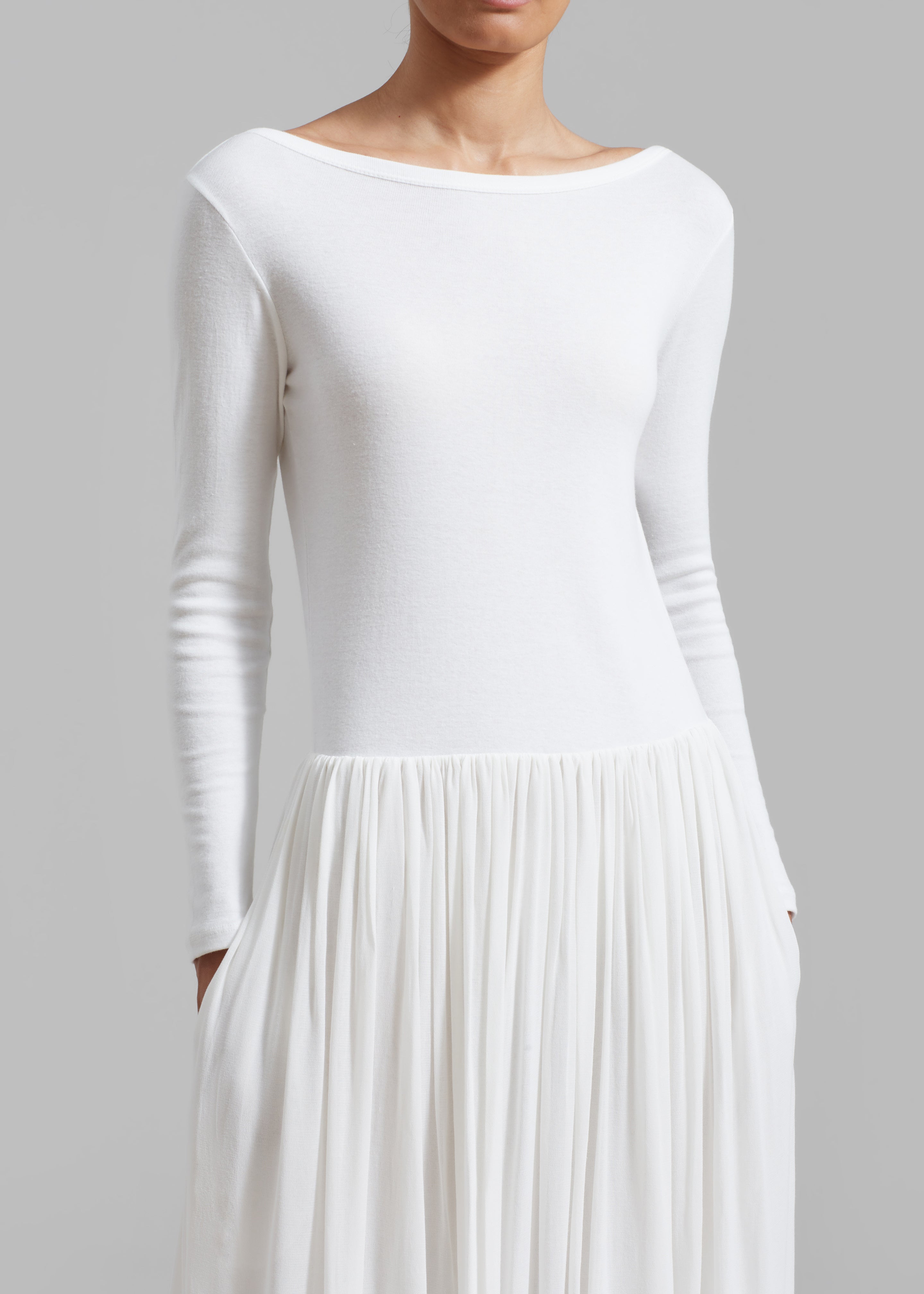 Odette Gathered Skirt Maxi Dress - White - 4