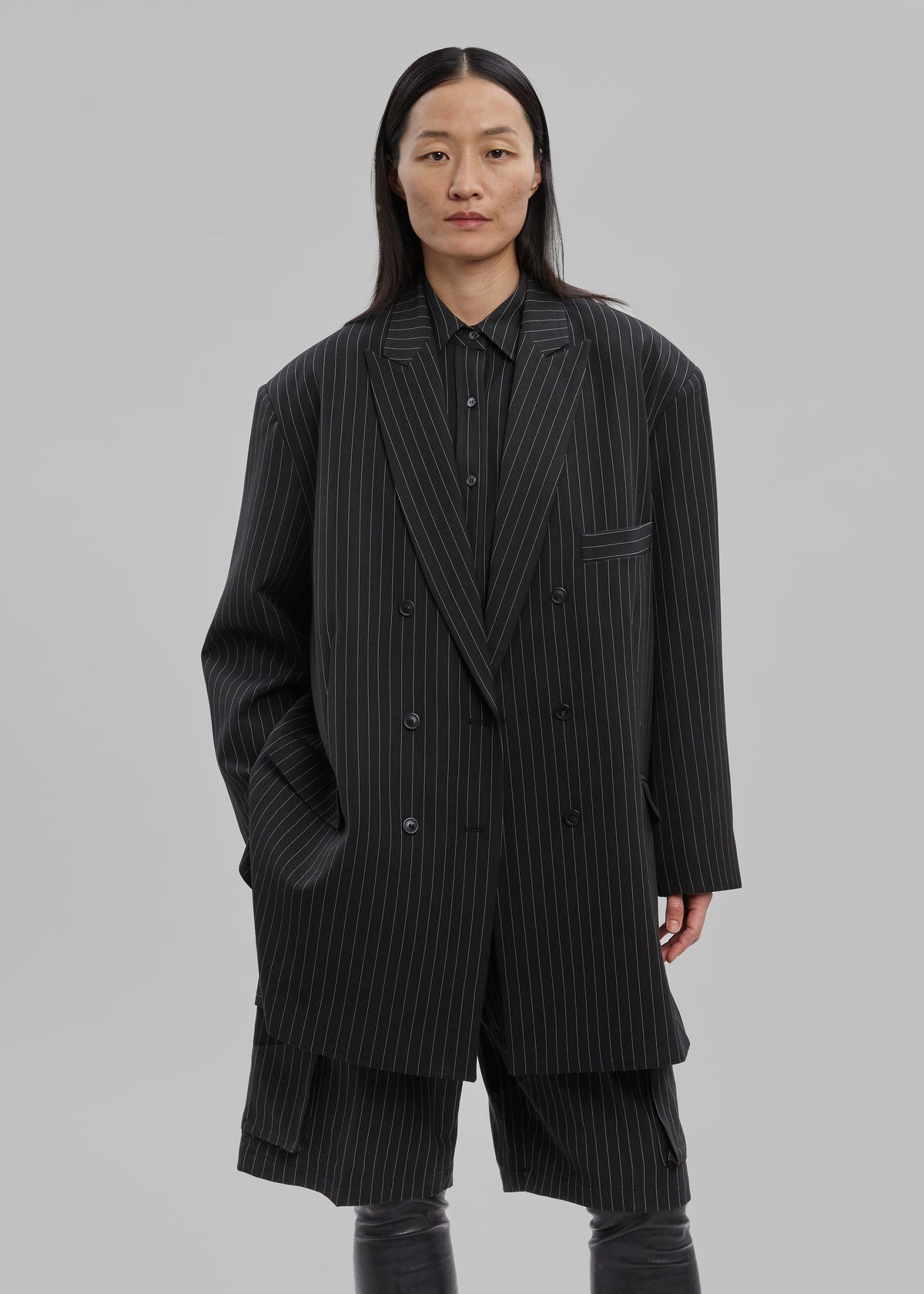 Omoka Blazer - Black Pinstripe - 5