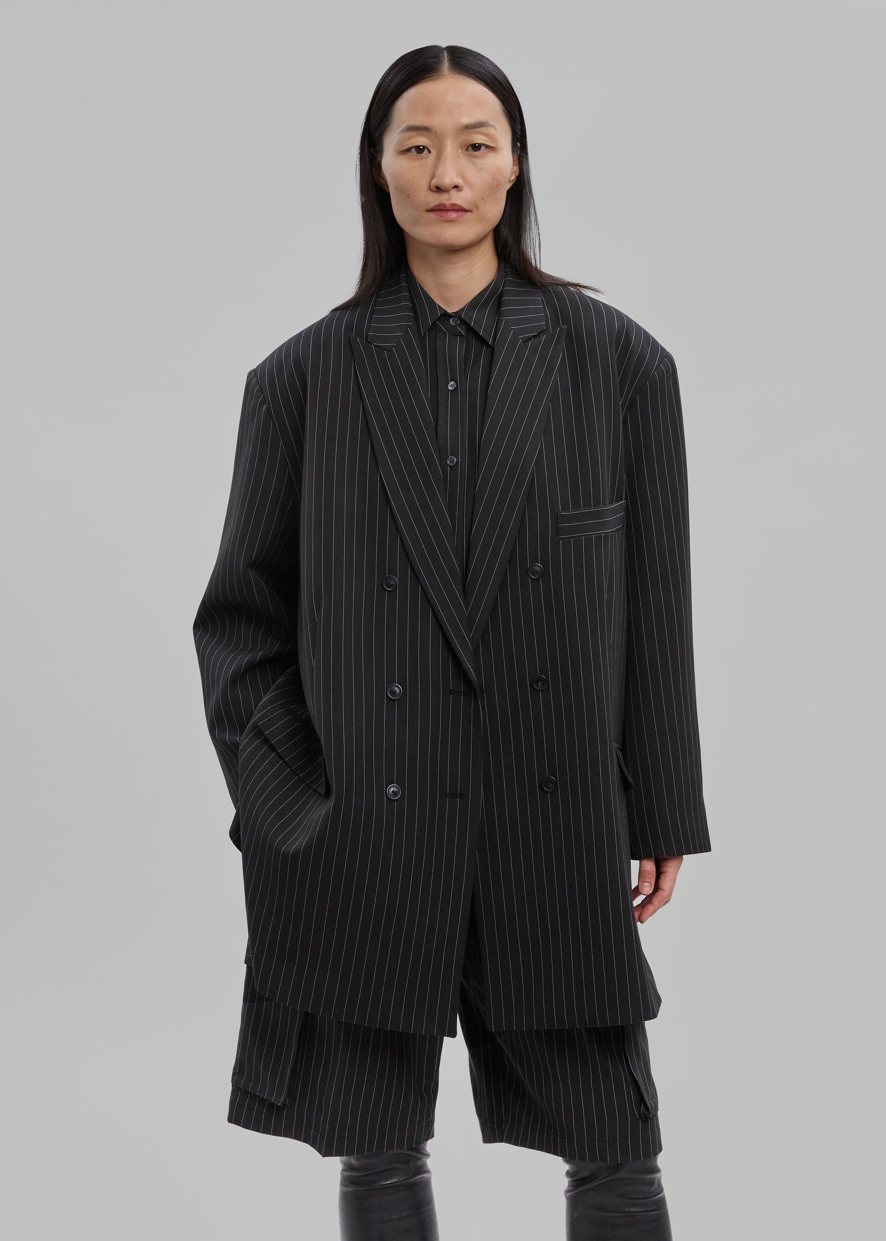 Omoka Blazer - Black Pinstripe - 5