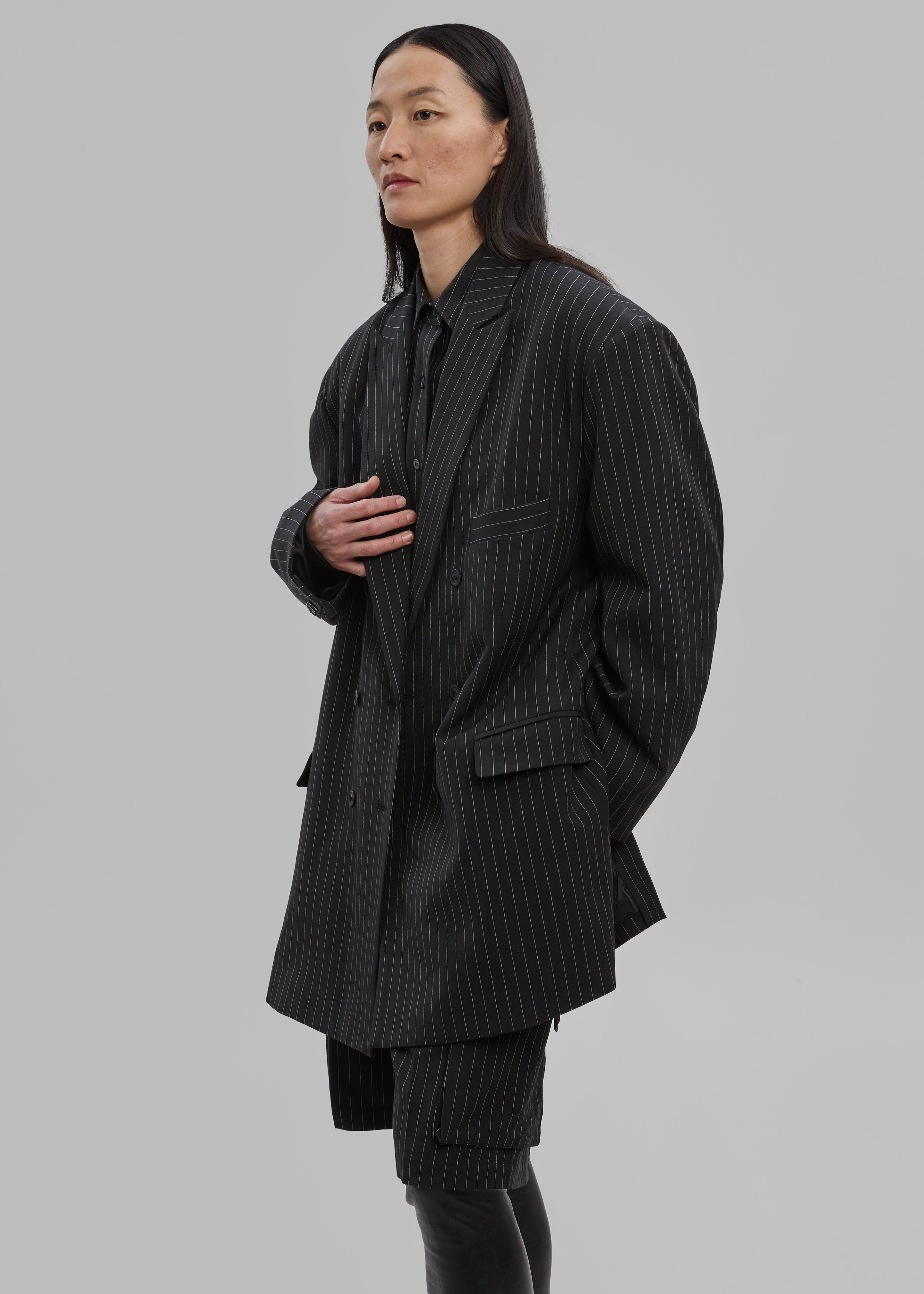 Omoka Blazer - Black Pinstripe - 4