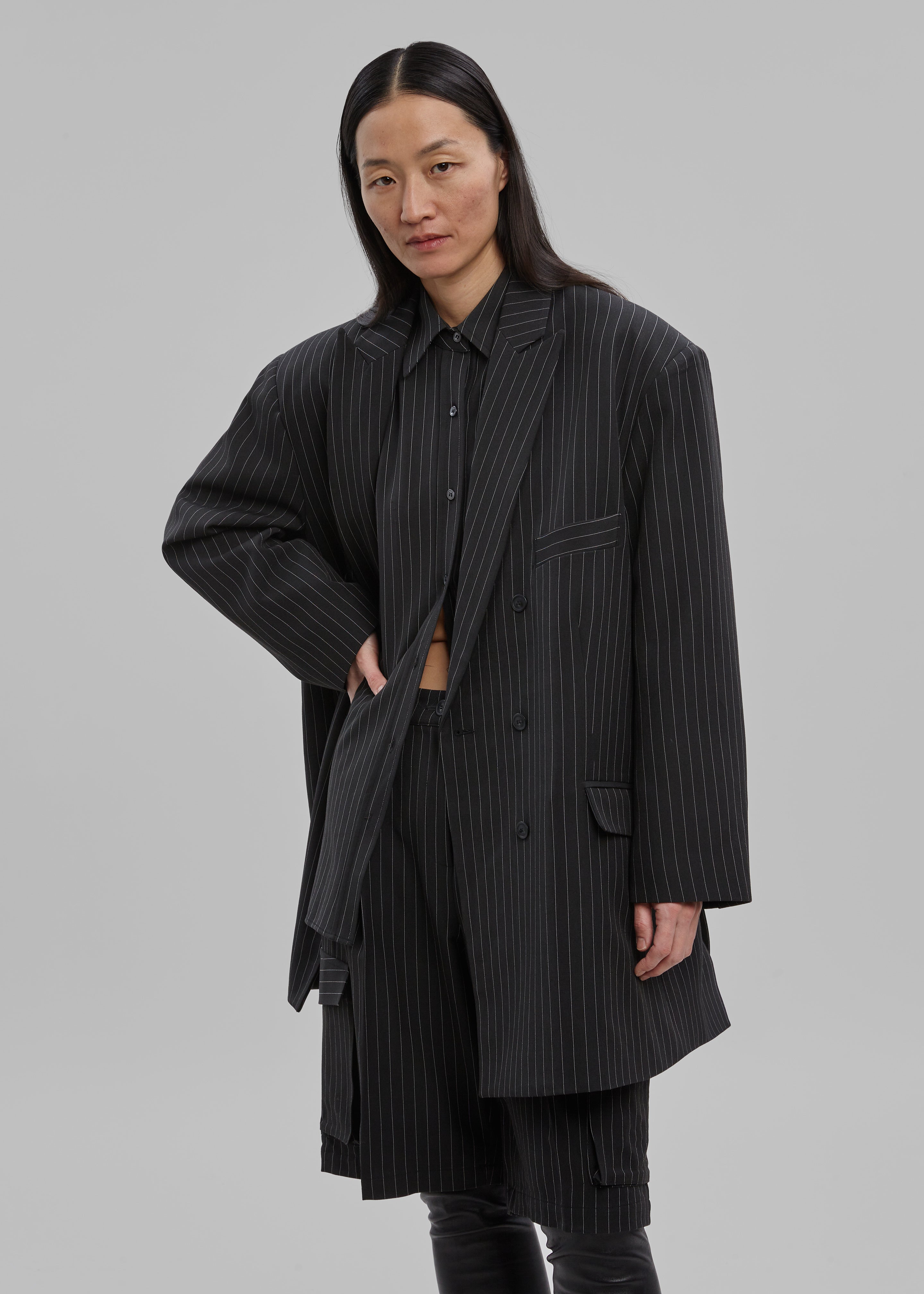 Omoka Blazer - Black Pinstripe - 1