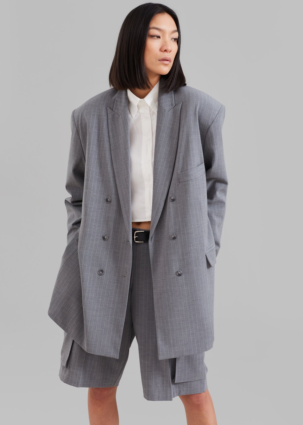 Omoka Blazer - Grey Pinstripe - 2