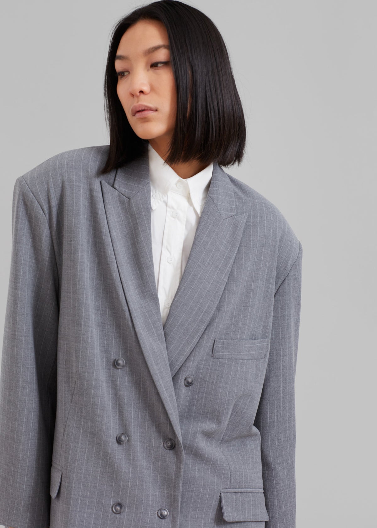 Omoka Blazer - Grey Pinstripe - 3