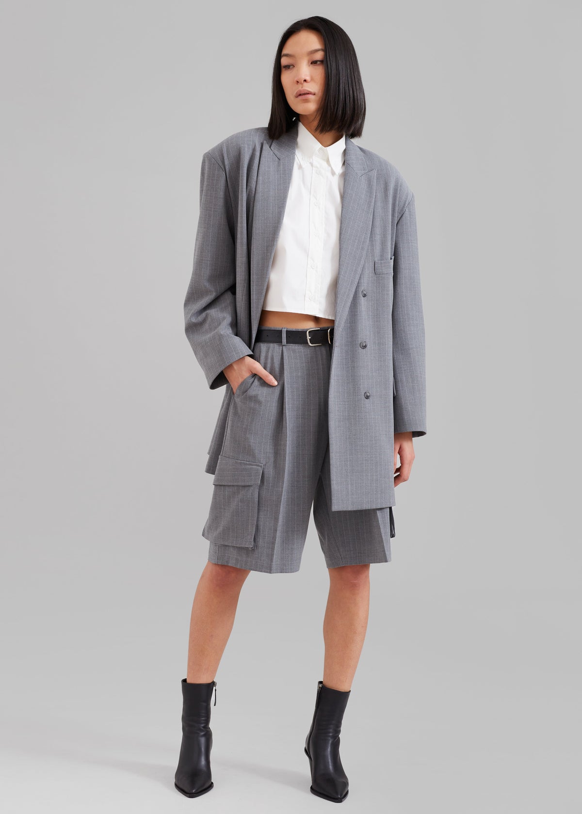 Omoka Blazer - Grey Pinstripe - 4