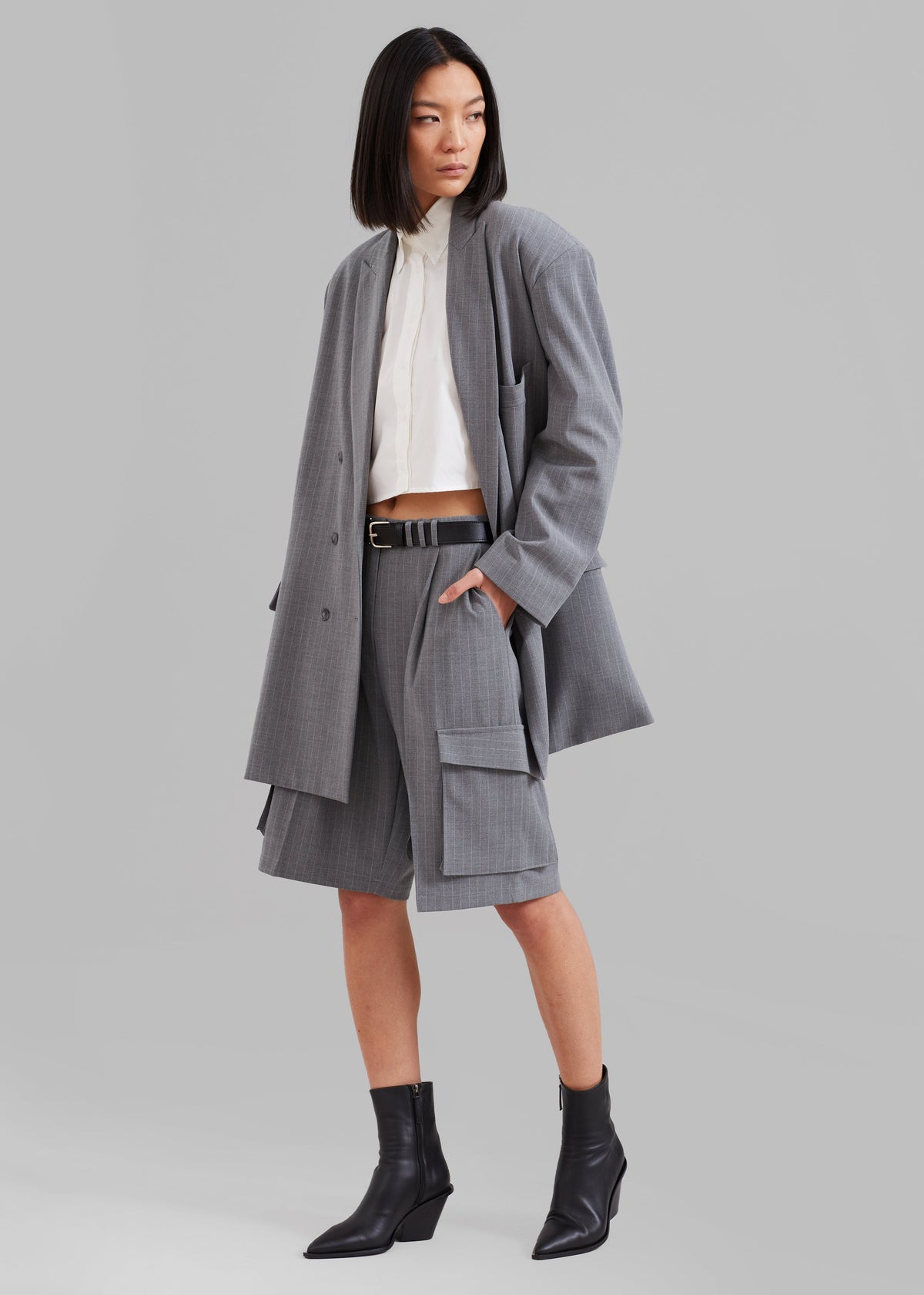 Omoka Blazer - Grey Pinstripe - 5