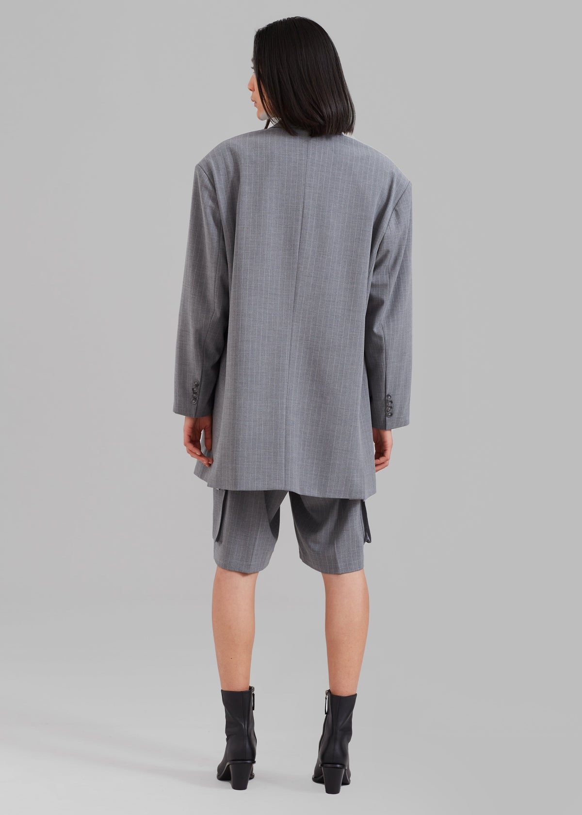 Omoka Blazer - Grey Pinstripe - 8