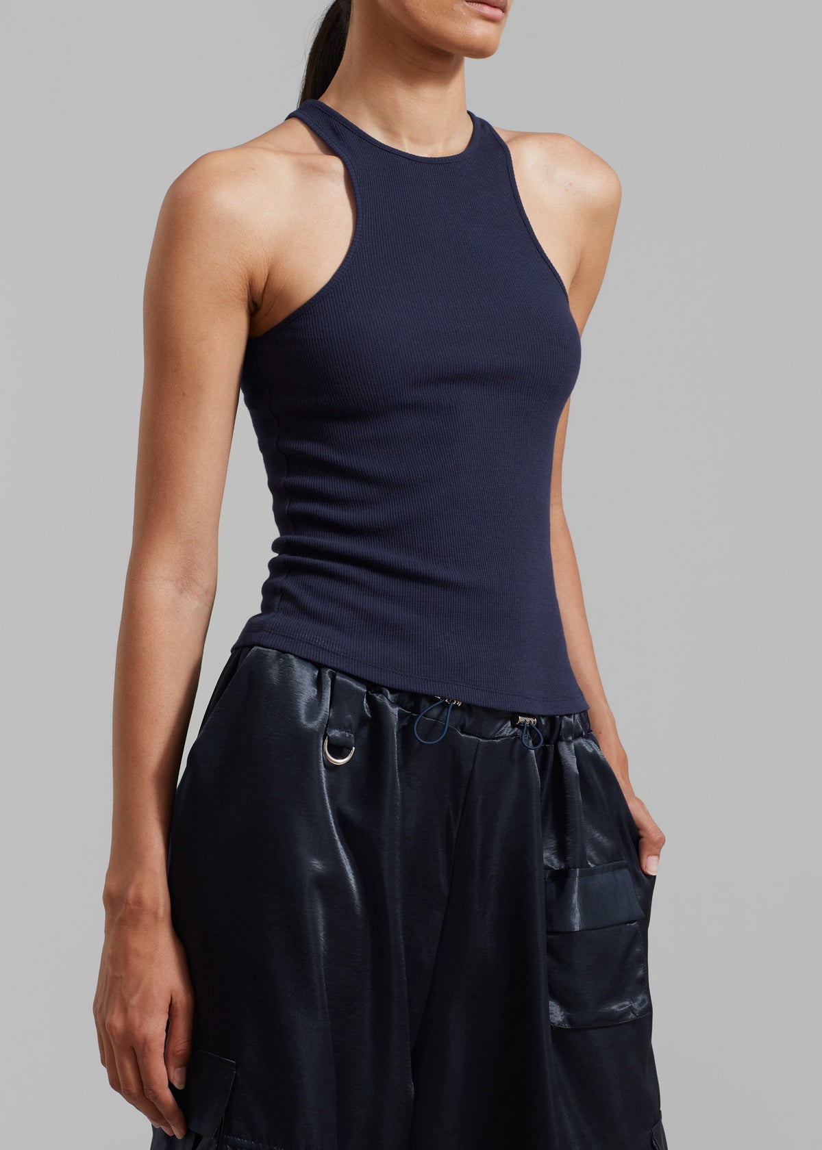 Ophelia Rib Tank Top - Navy - 5