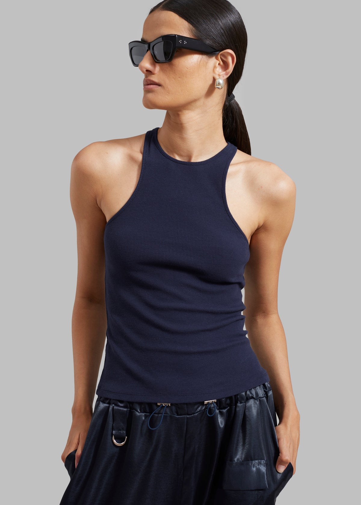 Ophelia Rib Tank Top - Navy - 1