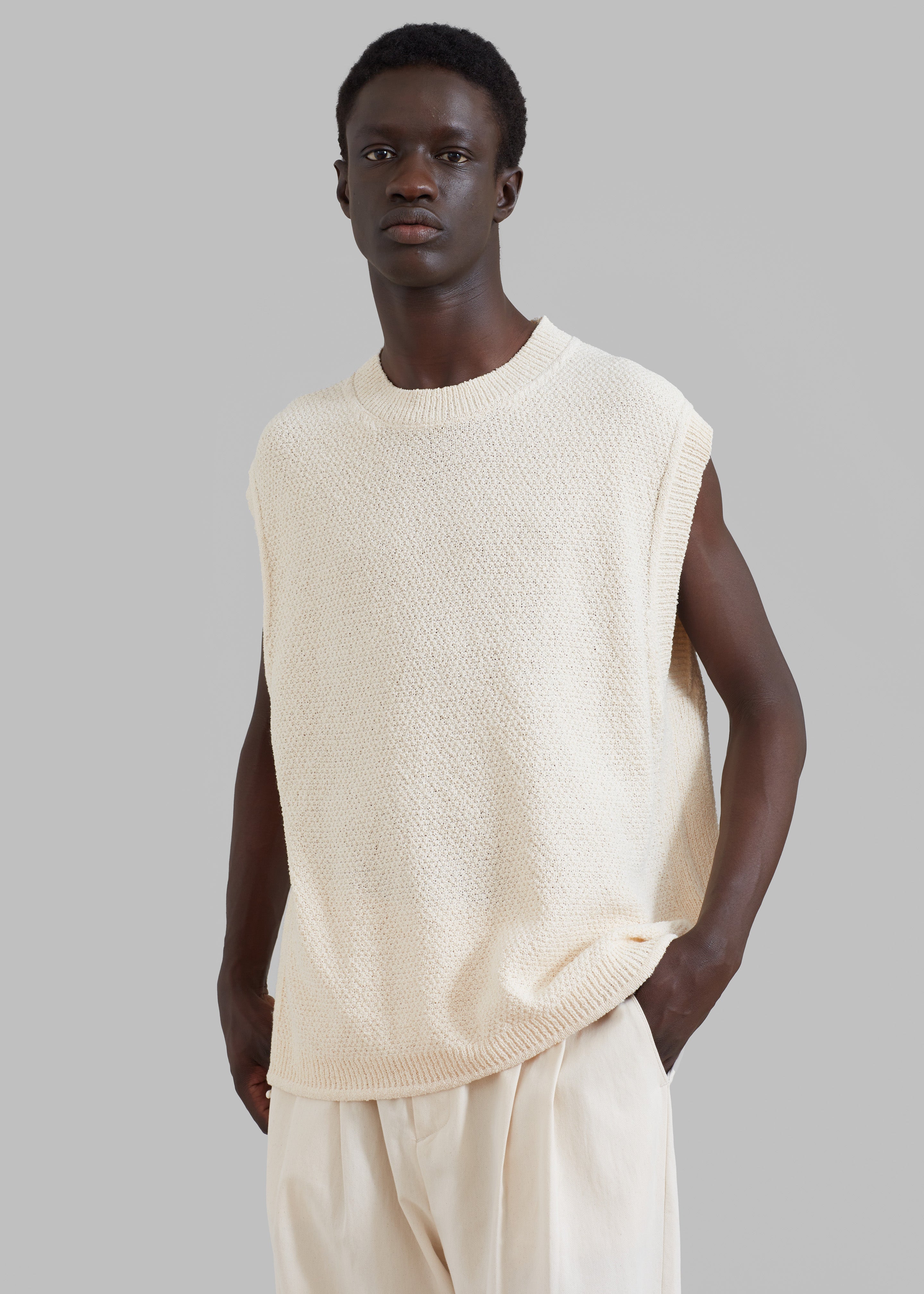 Oslo Knit Vest - Cream - 1