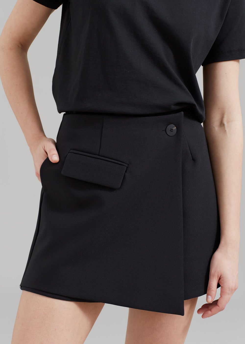 Paige Wrap Skort - Black - 1