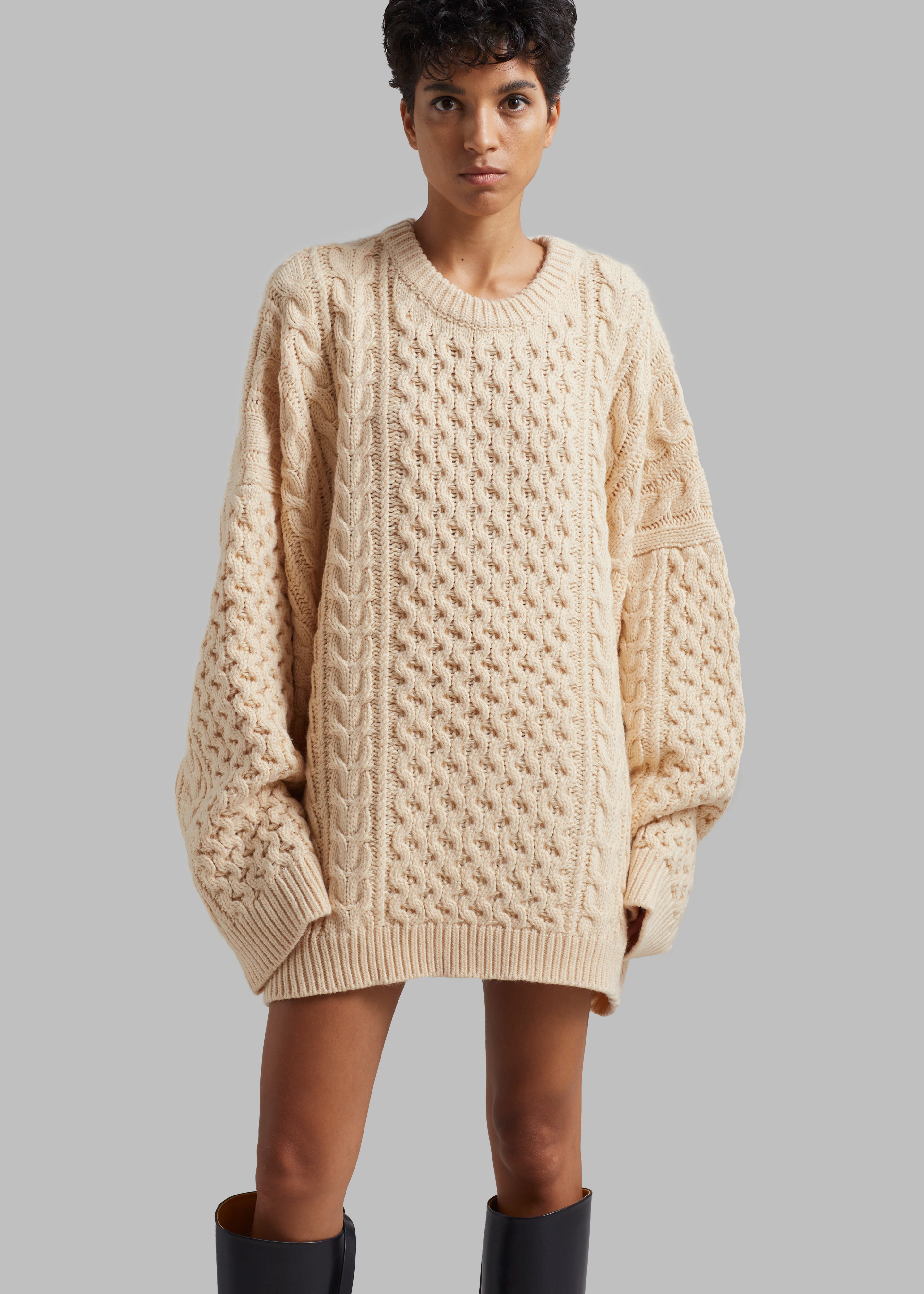 Pailey Braided Sweater - Cream - 2