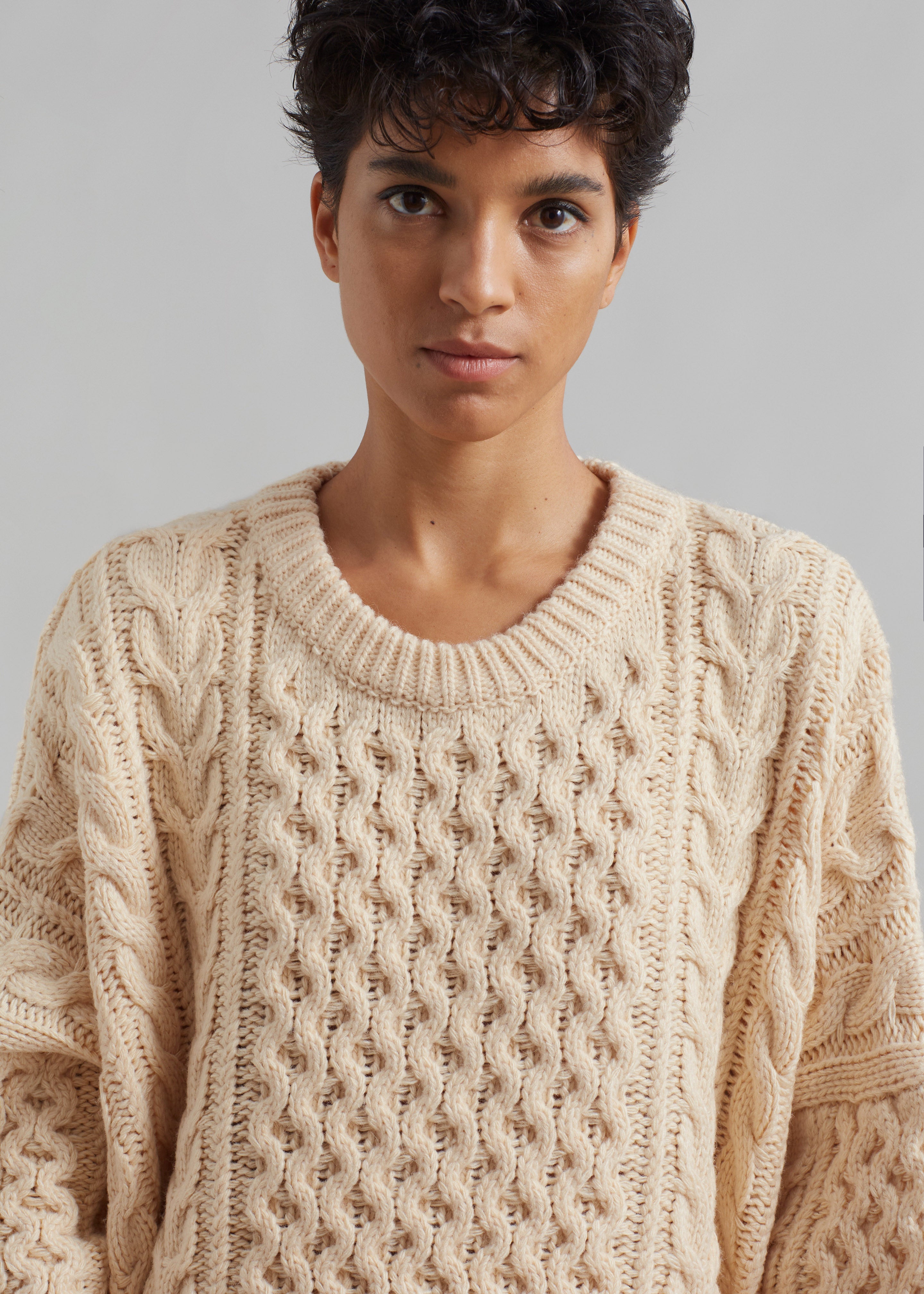 Pailey Braided Sweater - Cream - 4
