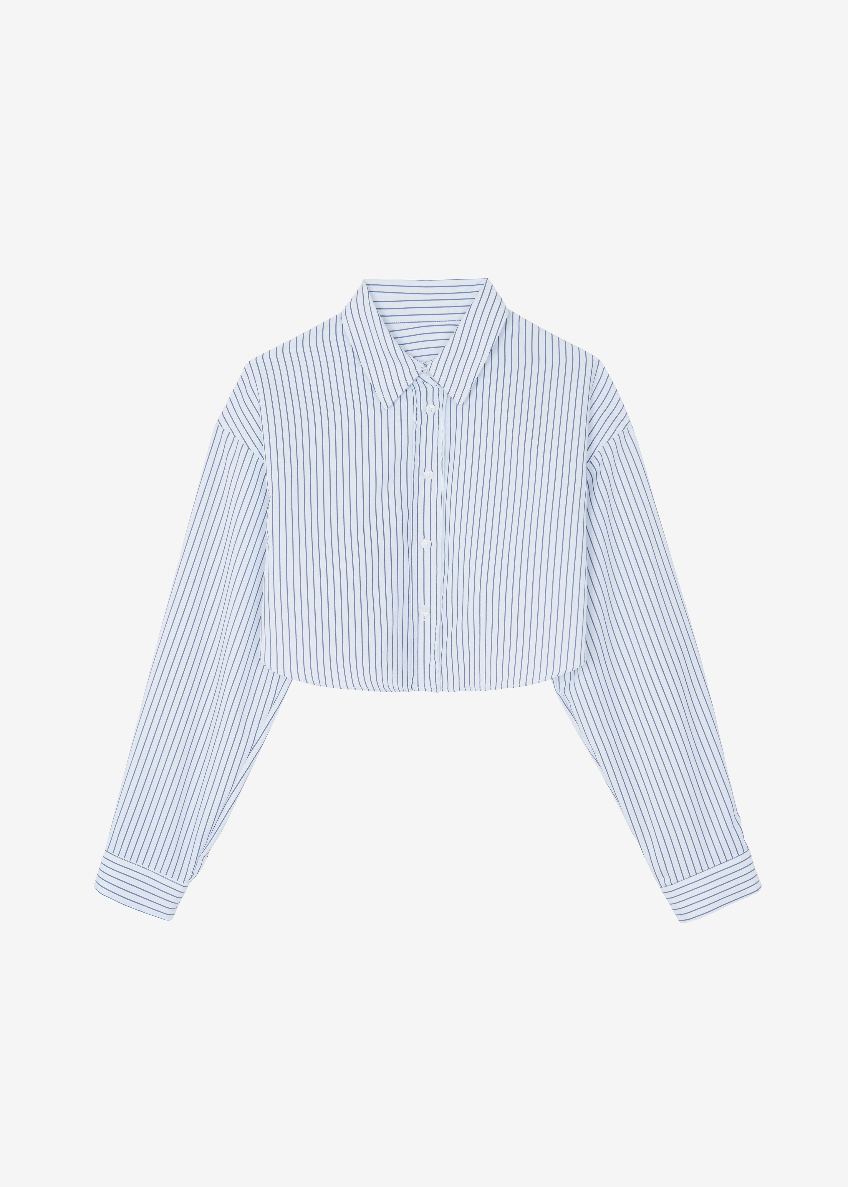 Palermo White Cropped Shirt - Navy Stripe - 7
