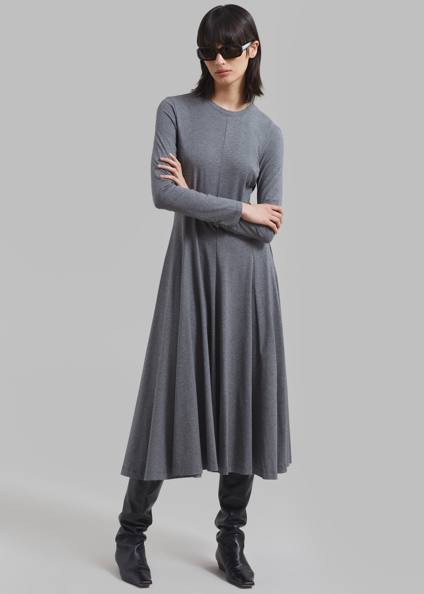 3.1 Phillip Lim Jersey Flare Dress - Charcoal Melange - 1
