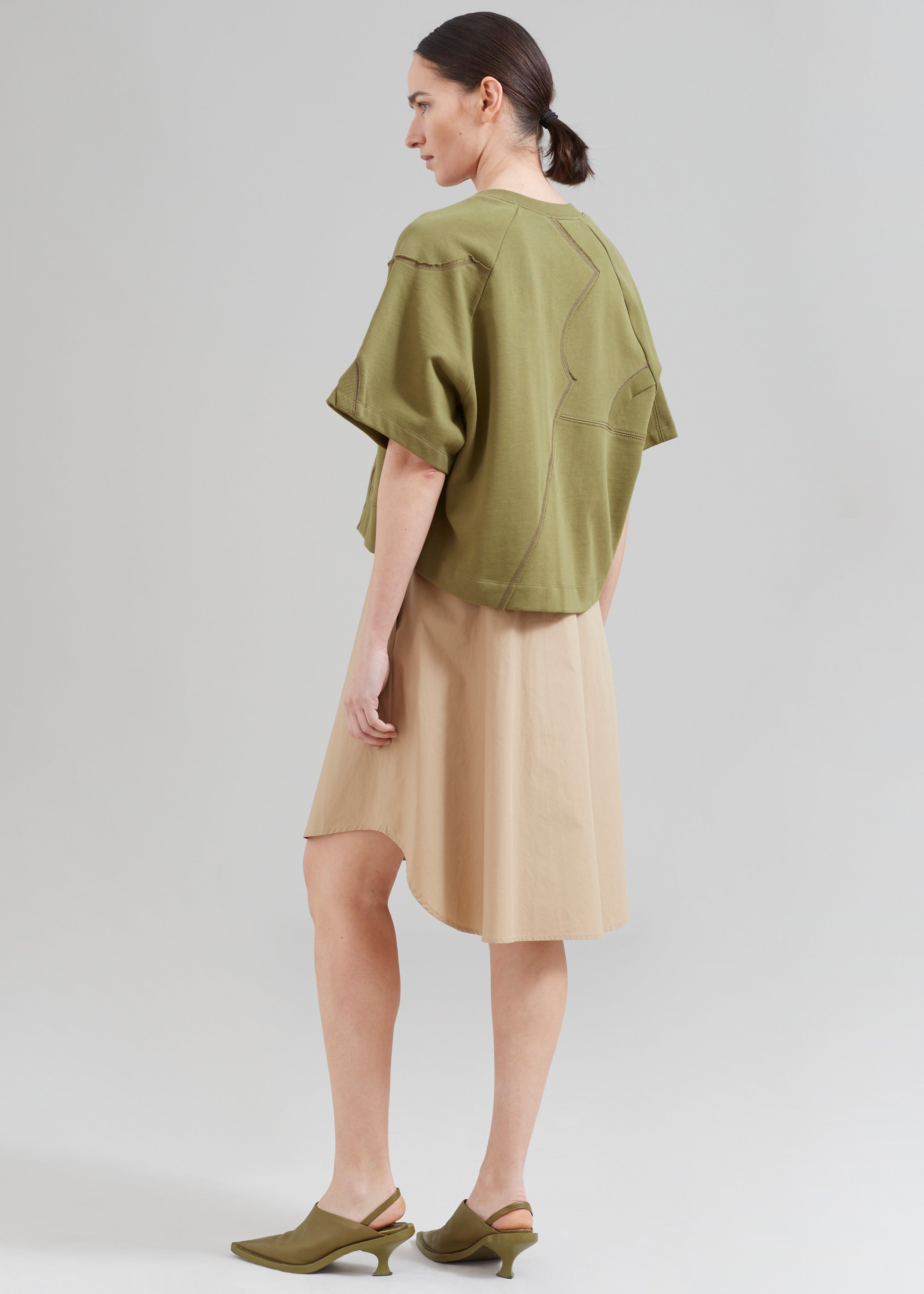 3.1 Phillip Lim Patched Sweatshirt Combo Dress - Olive Multi - 5