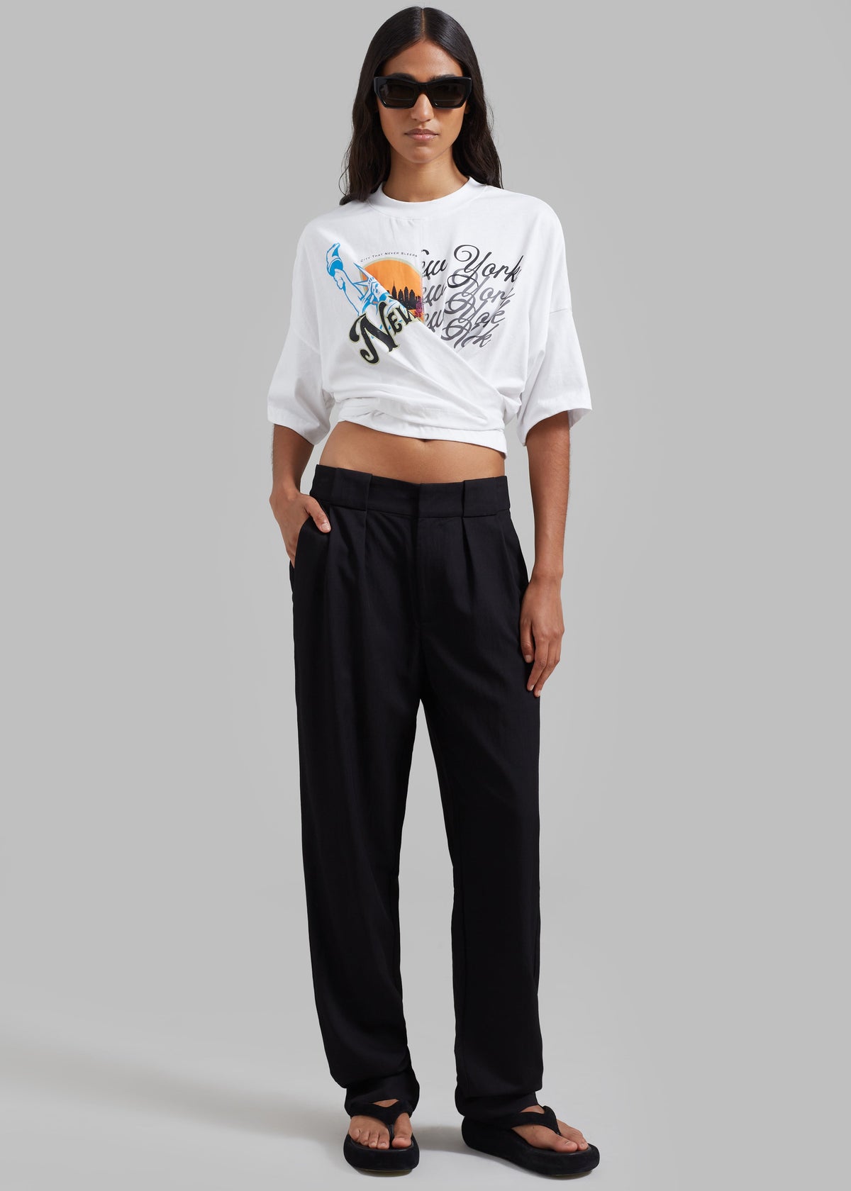 3.1 Phillip Lim We Are NY Twisted Tie Back T-Shirt - White Multi - 1