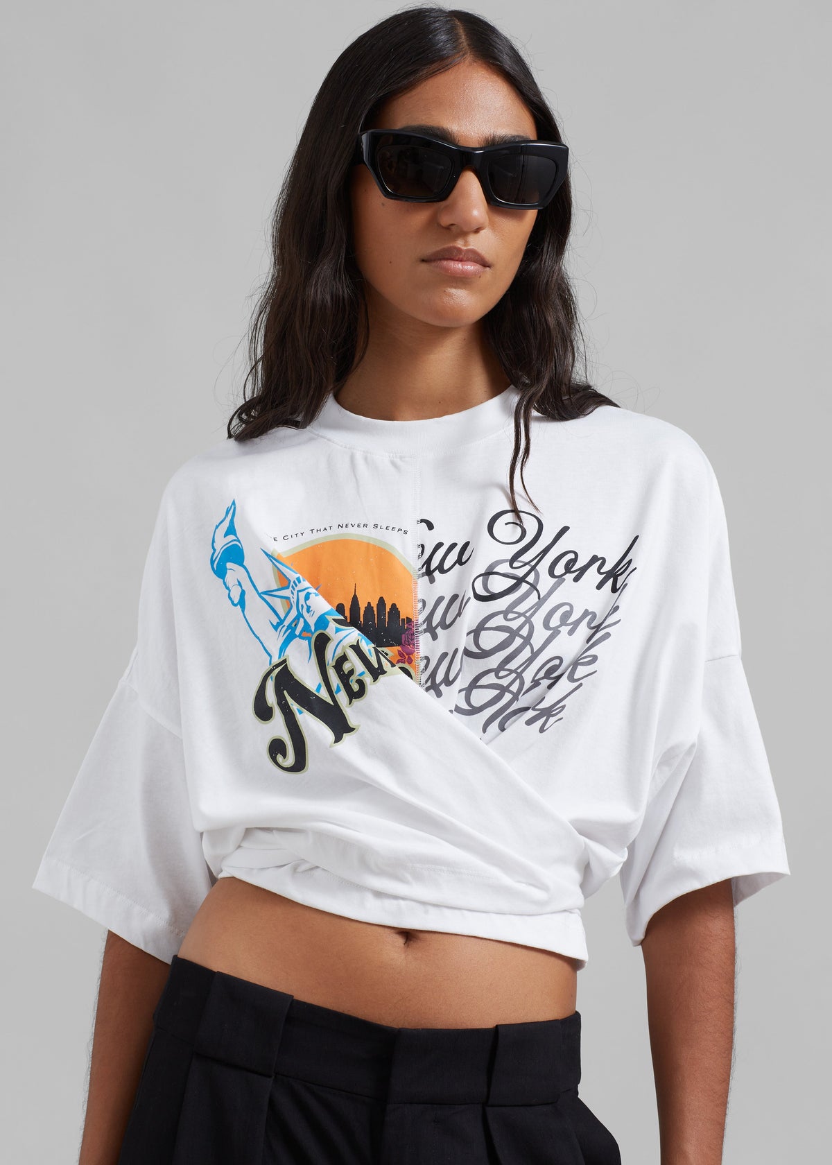 3.1 Phillip Lim We Are NY Twisted Tie Back T-Shirt - White Multi - 4