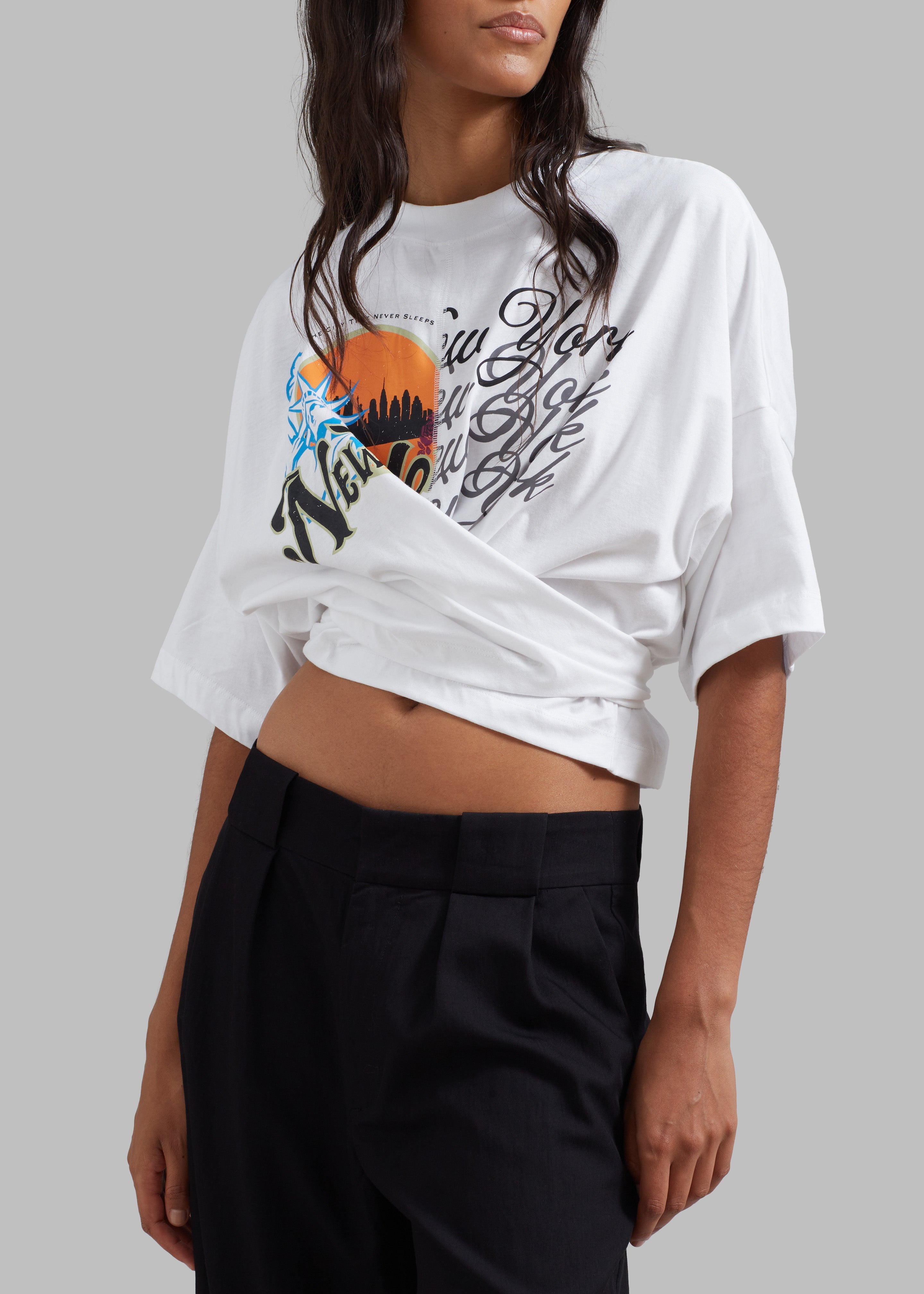 3.1 Phillip Lim We Are NY Twisted Tie Back T-Shirt - White Multi - 2