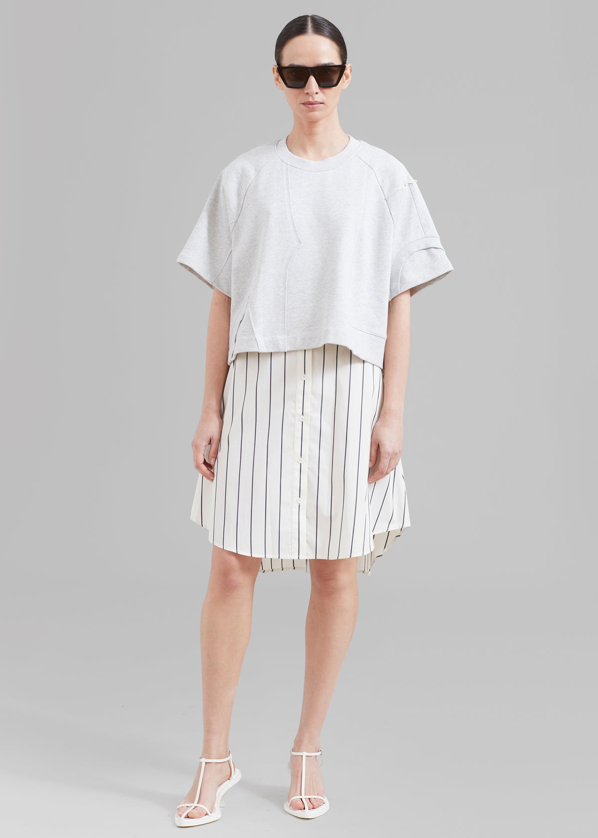 3.1 Phillip Lim Patched Sweatshirt Combo Dress - Ash Multi - 1