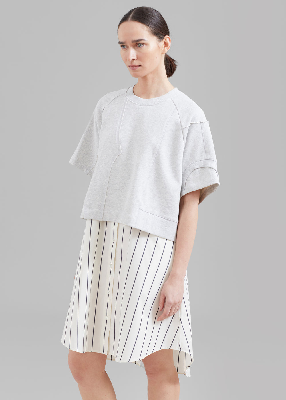 3.1 Phillip Lim Patched Sweatshirt Combo Dress - Ash Multi - 1