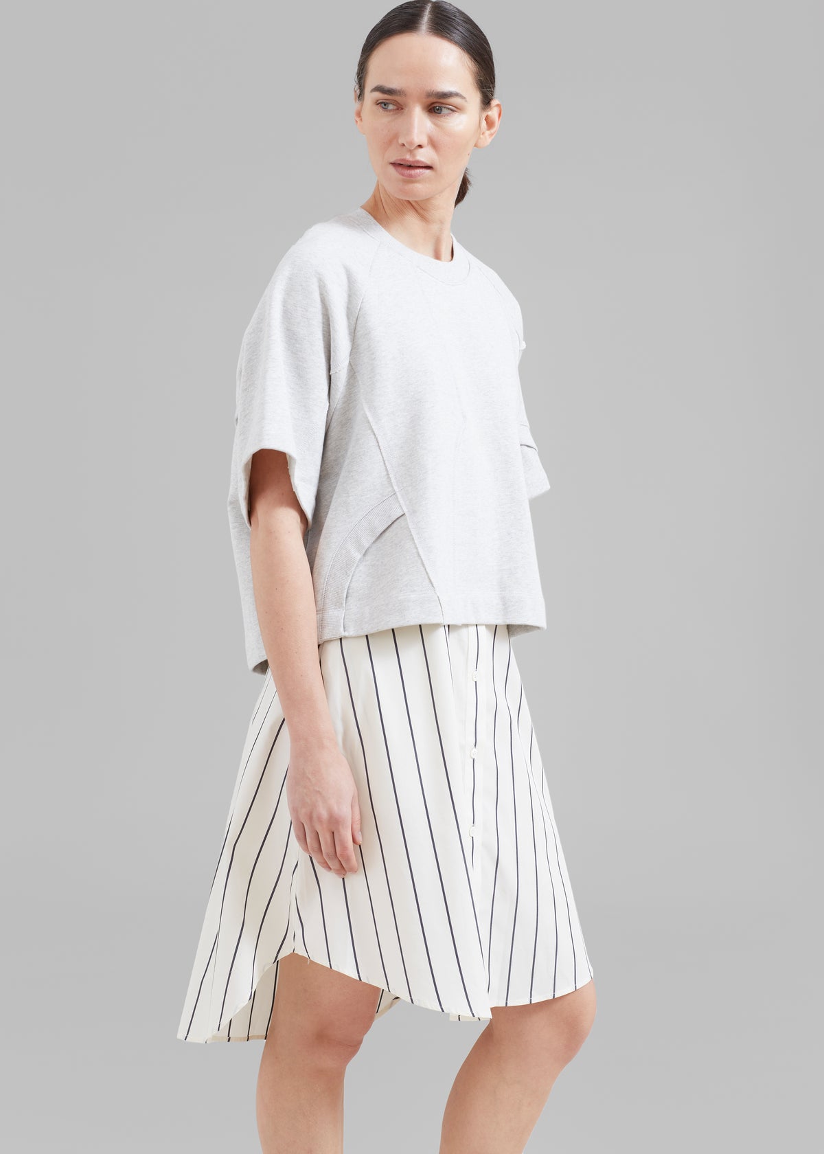 3.1 Phillip Lim Patched Sweatshirt Combo Dress - Ash Multi - 4