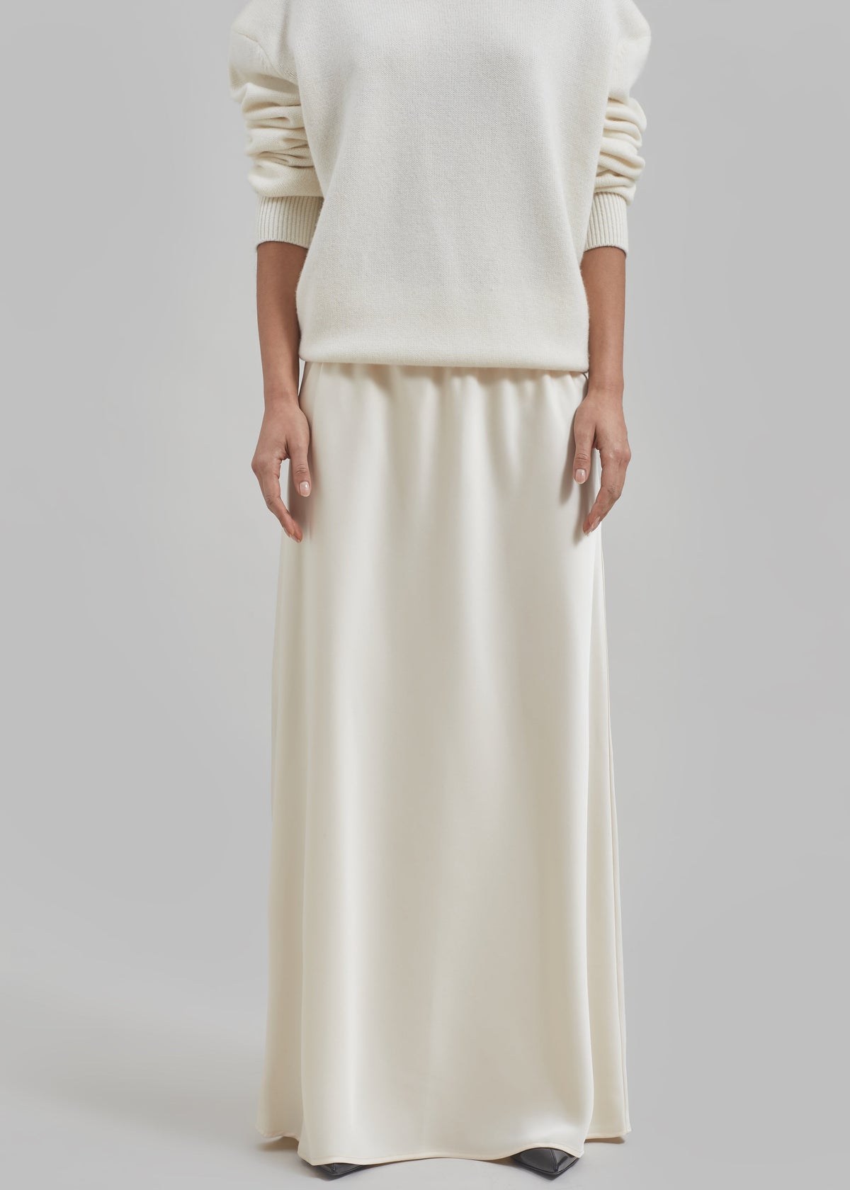 Priscilla Maxi Satin Skirt - Cream - 4