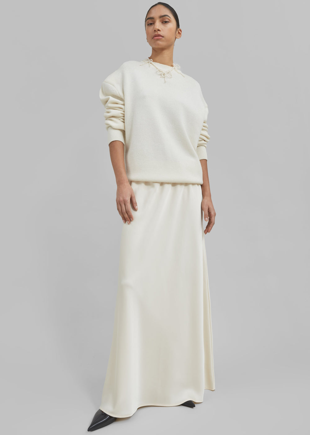 Priscilla Maxi Satin Skirt - Cream