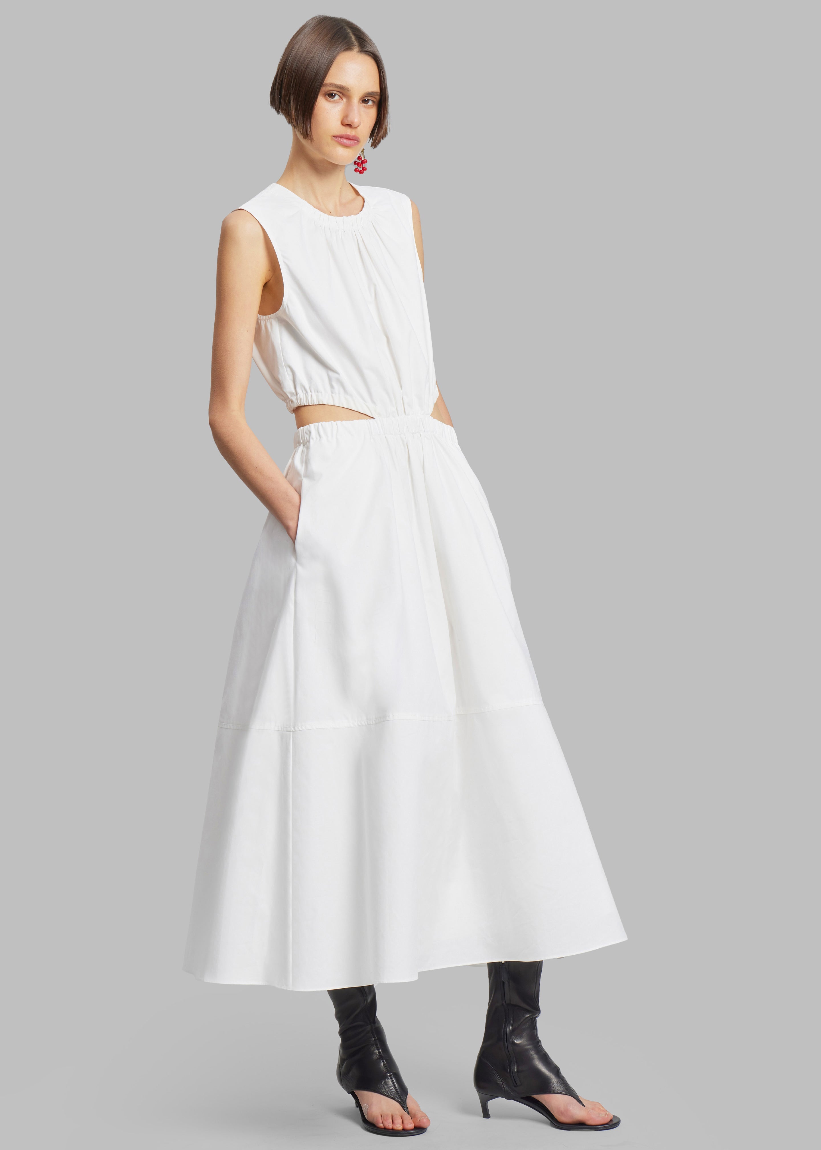 Proenza Schouler Poplin Cutout Midi Dress - Off White - 4