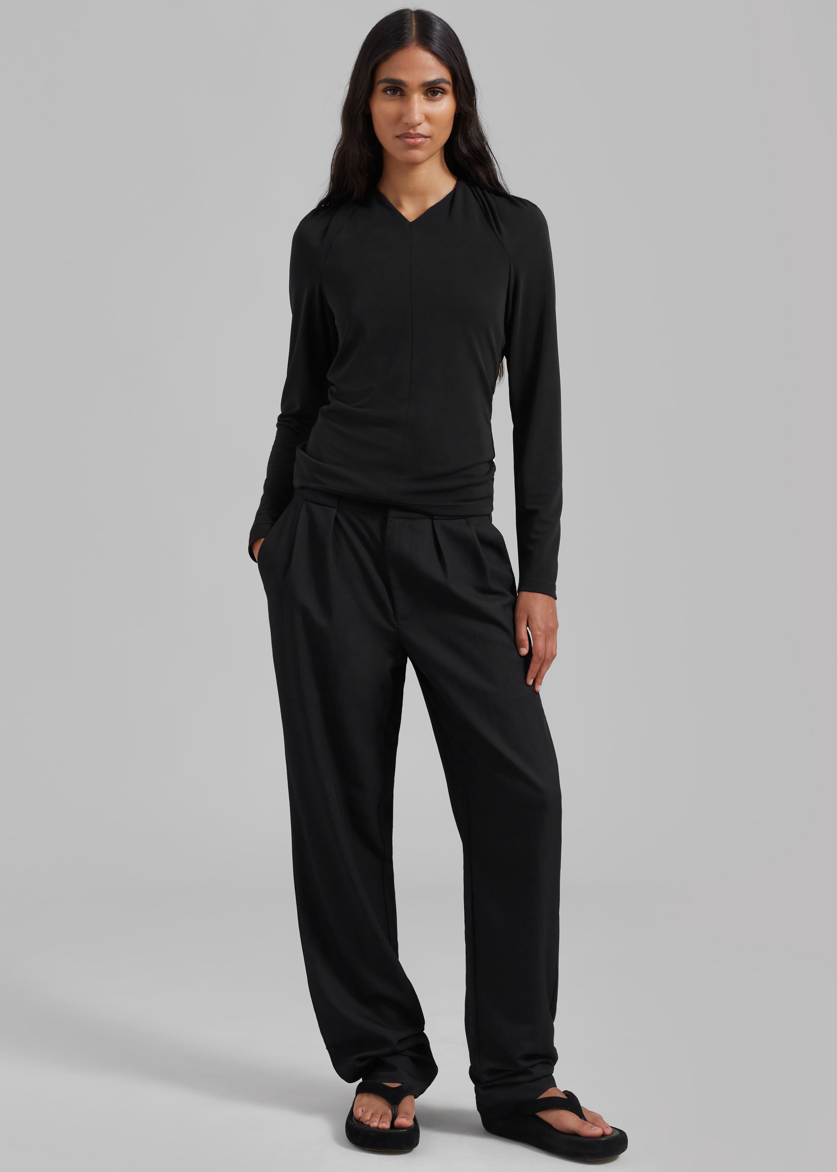 Proenza Schouler White Label Drapey Suiting Trousers - Black - 1