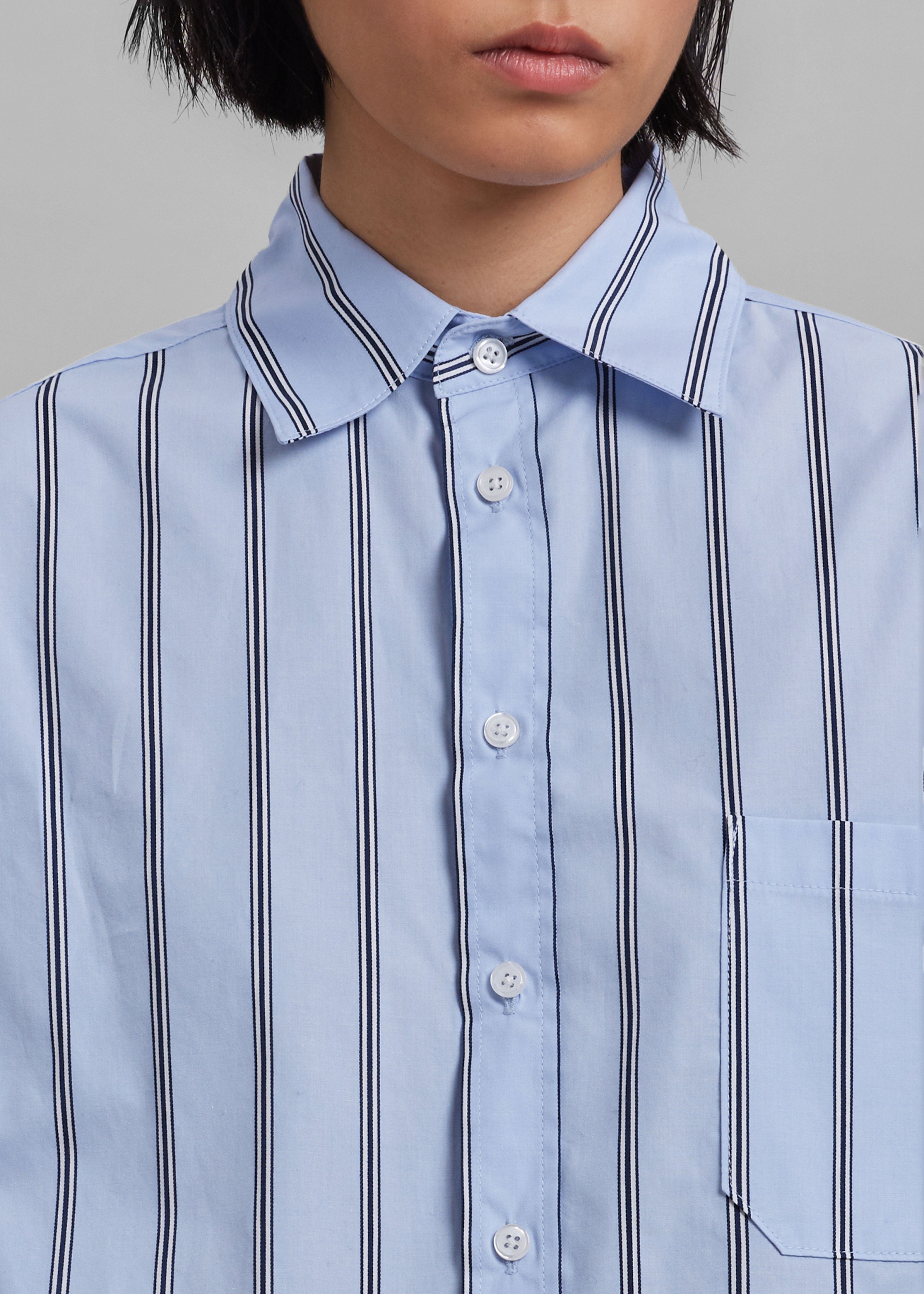 Puppets And Puppets Cronenberg Oversized Striped Button Down Shirt - Blue Stripe - 5
