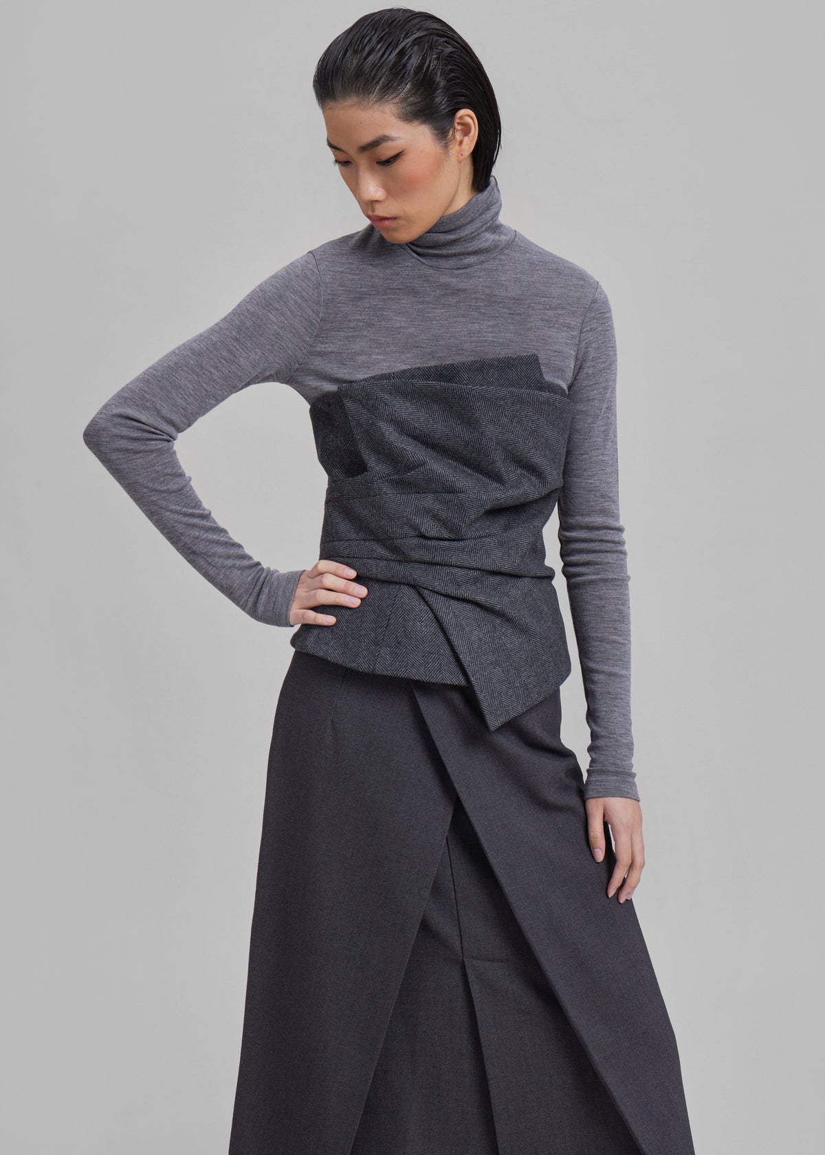 Puppets And Puppets Mantle Wrapped Corset Top - Grey - 4