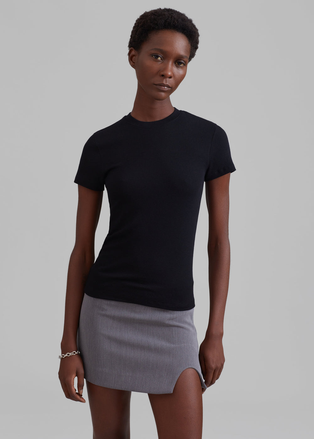 Chester Mini Slit Skirt - Grey - 1