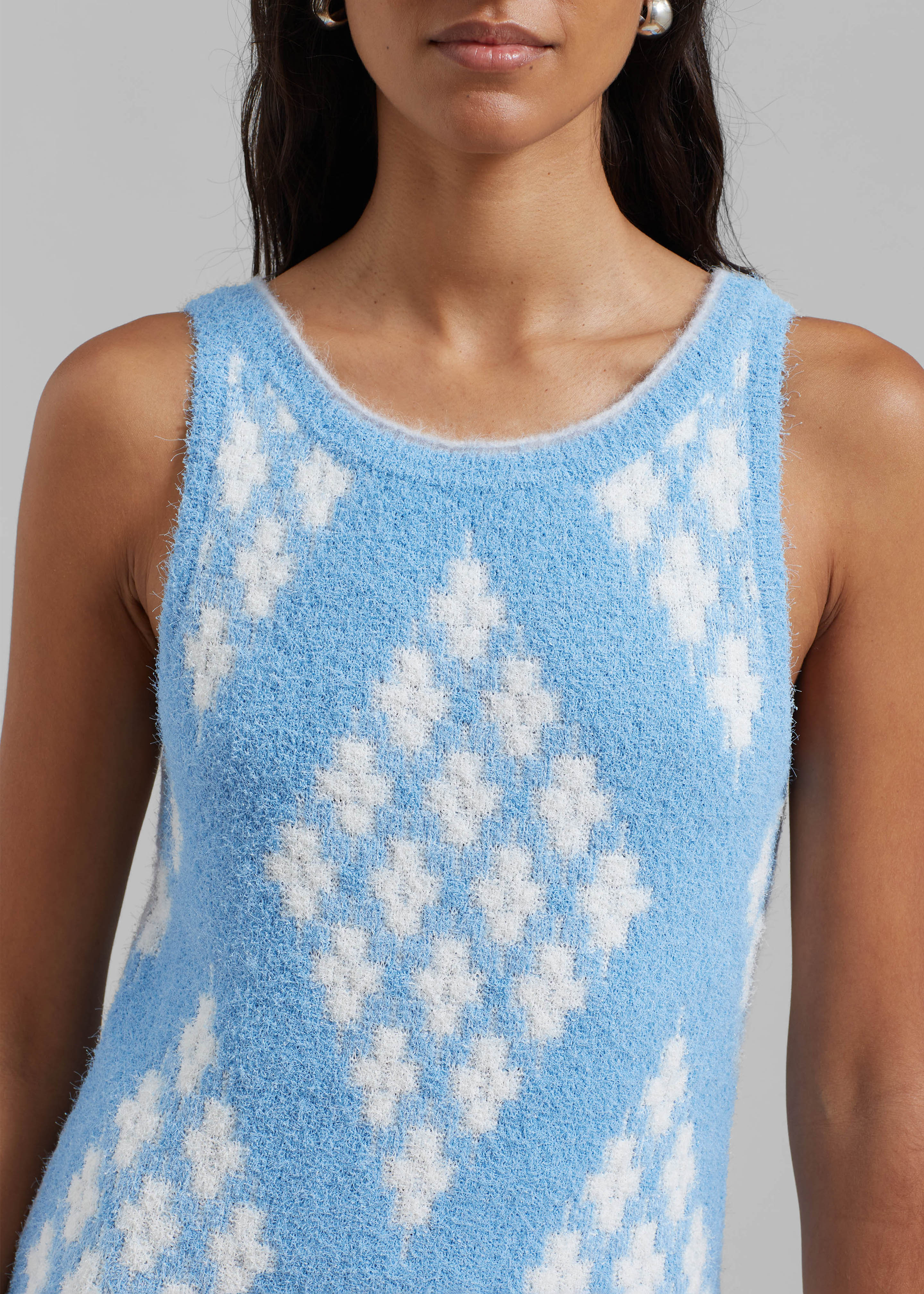 3.1 Phillip Lim Argyle Jacquard Sleeveless Mini Dress - Hudson Blue/Multi - 3