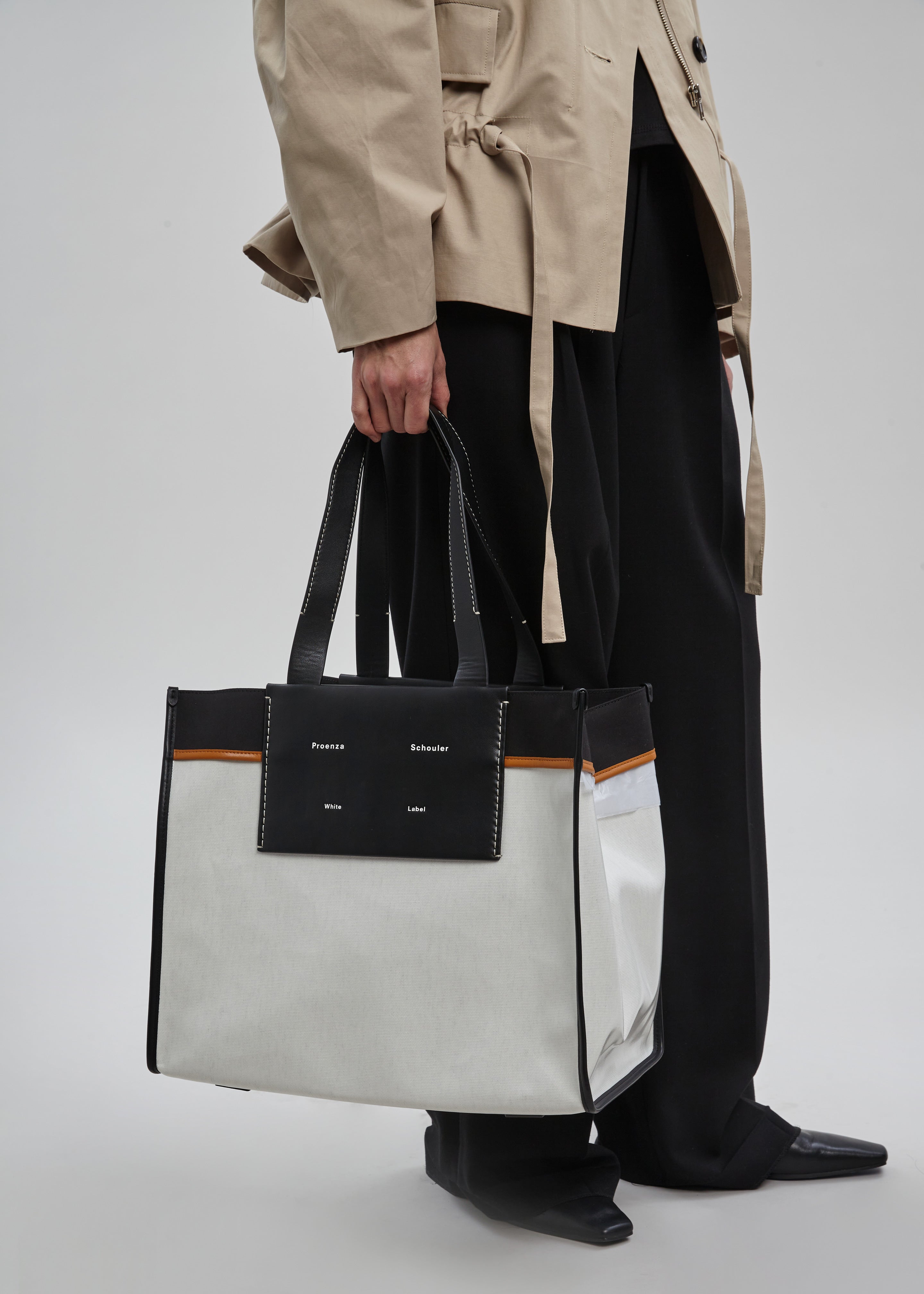 Proenza Schouler White Label XL Morris Coated Canvas Tote - Off White - 3