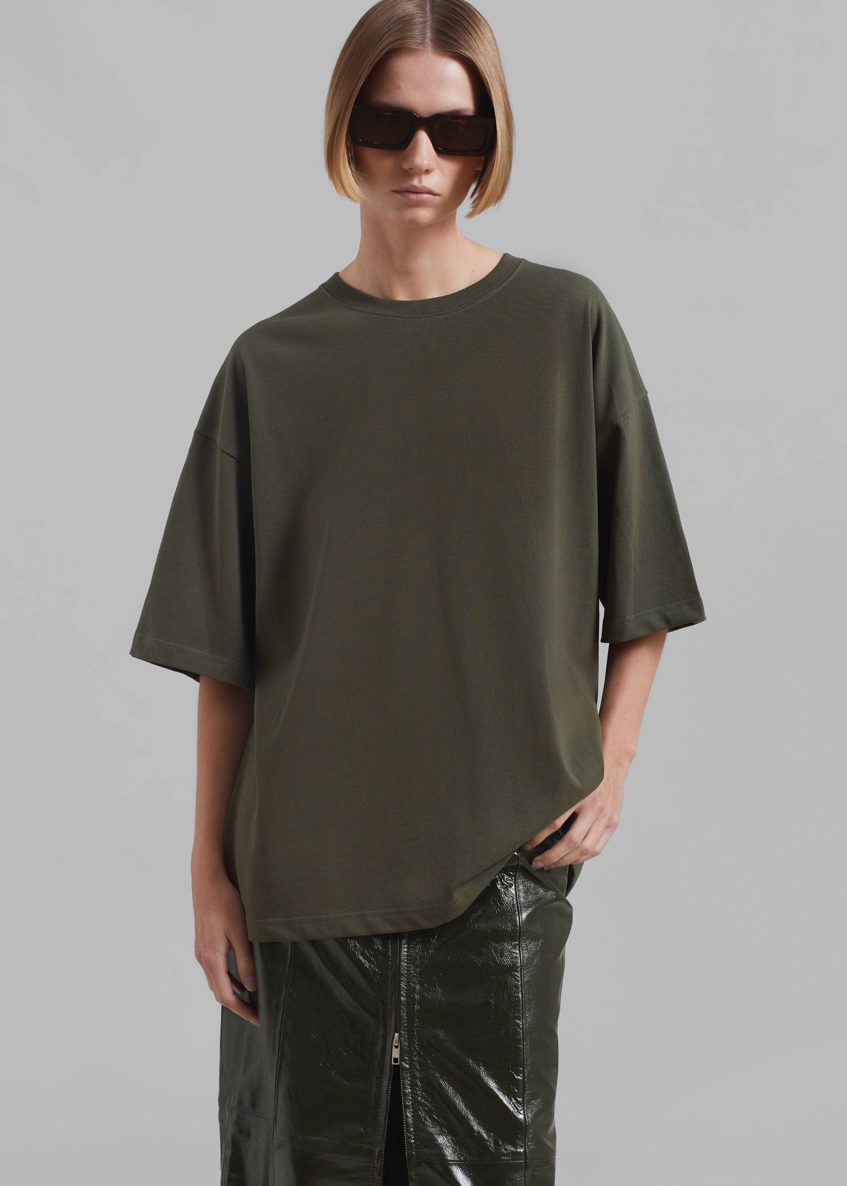 Quinn Cotton T-Shirt - Olive - 1