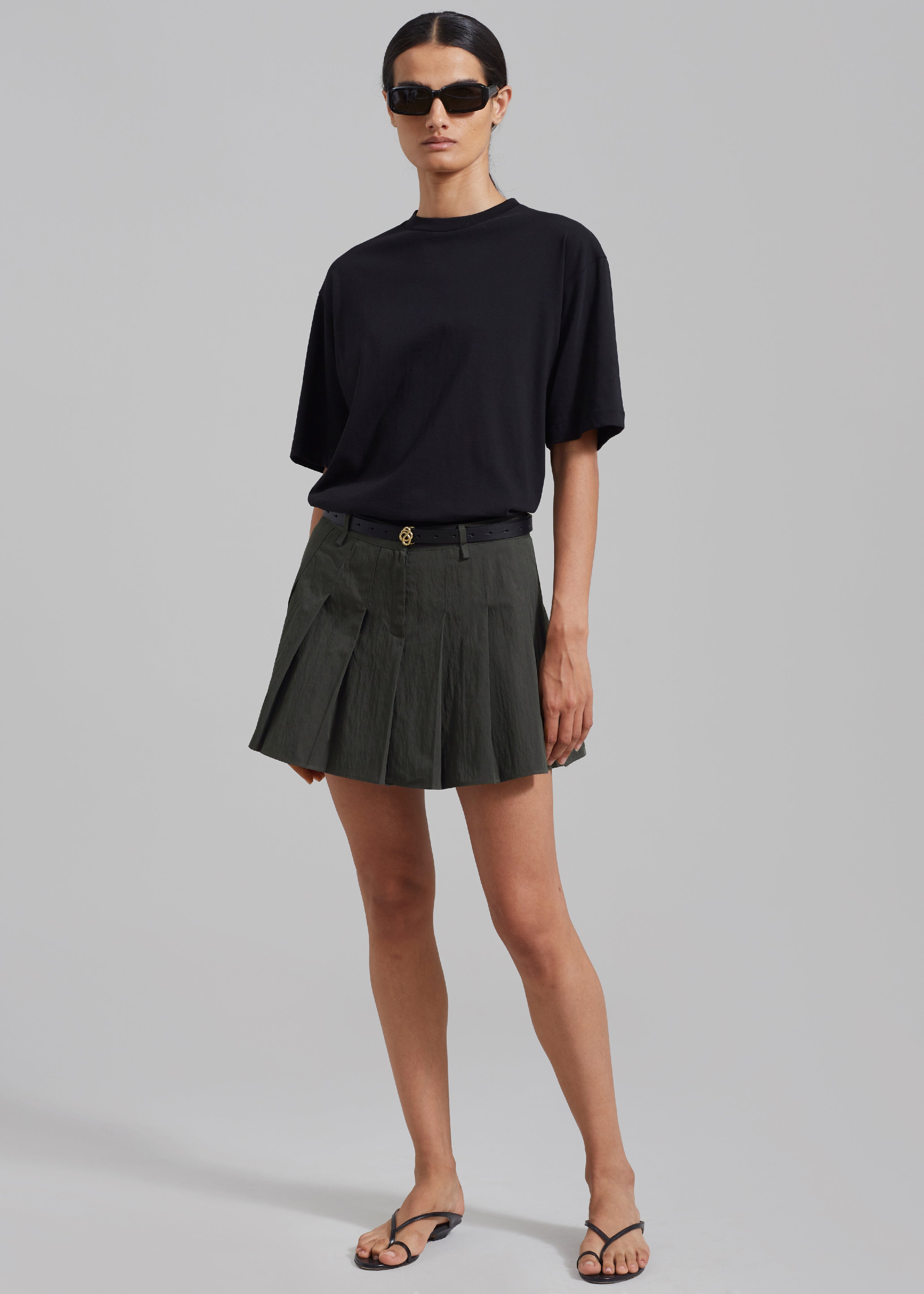 Rachael Pleated Mini Skirt - Charcoal - 5